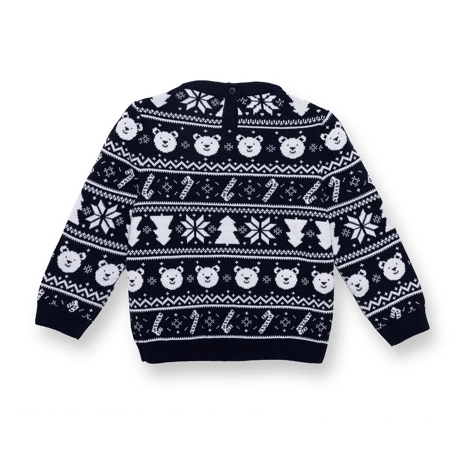 HelloBaby Christmas Baby Boy Snow Party Sweatshirt - Navy Blue - mezetto ebebek ebebek