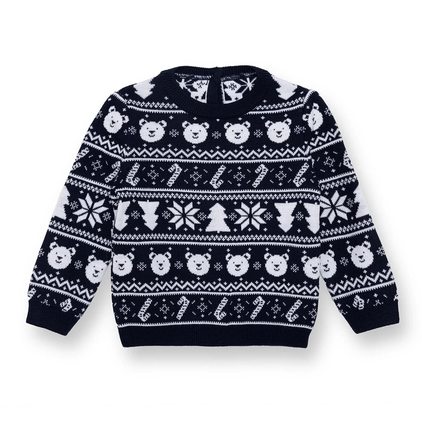 HelloBaby Christmas Baby Boy Snow Party Sweatshirt - Navy Blue - mezetto ebebek ebebek