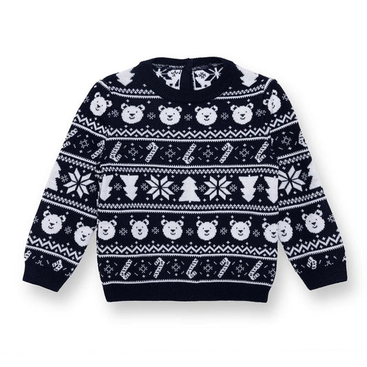 HelloBaby Christmas Baby Boy Snow Party Sweatshirt - Navy Blue - mezetto ebebek ebebek