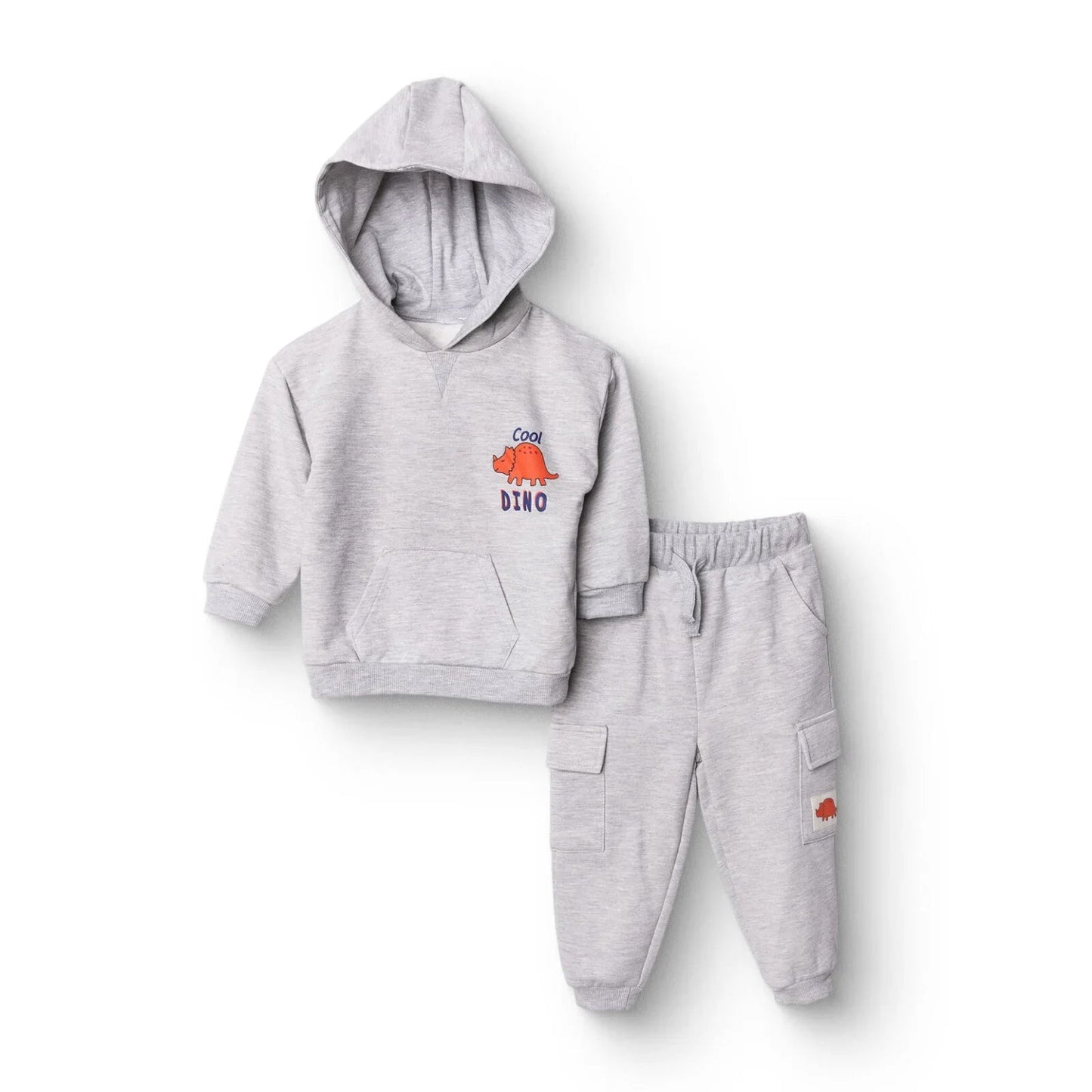 HelloBaby Cool Dino Jogging Set - Grey Melange - mezetto ebebek ebebek