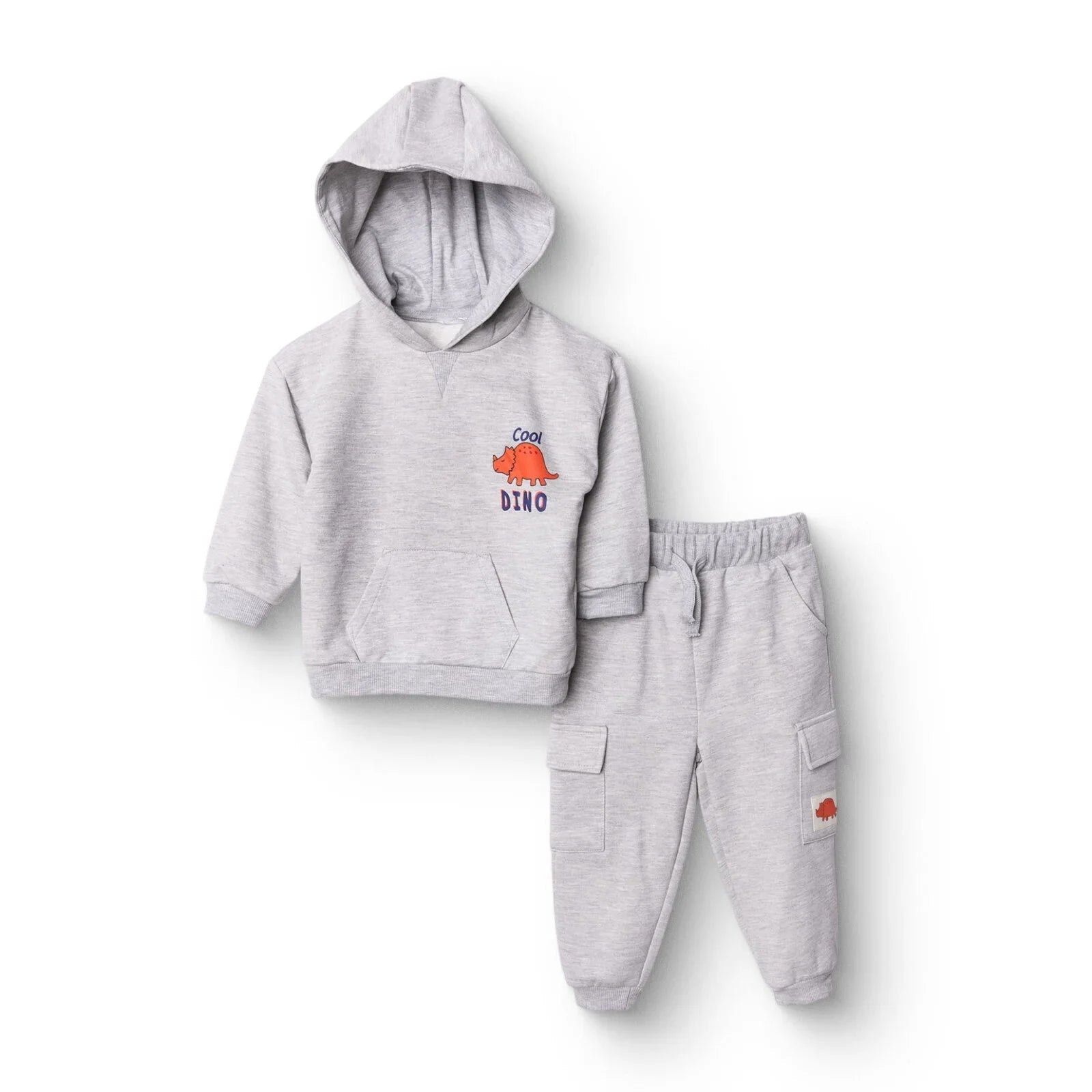 HelloBaby Cool Dino Jogging Set - Grey Melange - mezetto ebebek ebebek