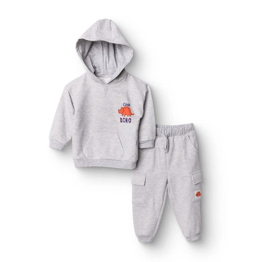 HelloBaby Cool Dino Jogging Set - Grey Melange - mezetto ebebek ebebek