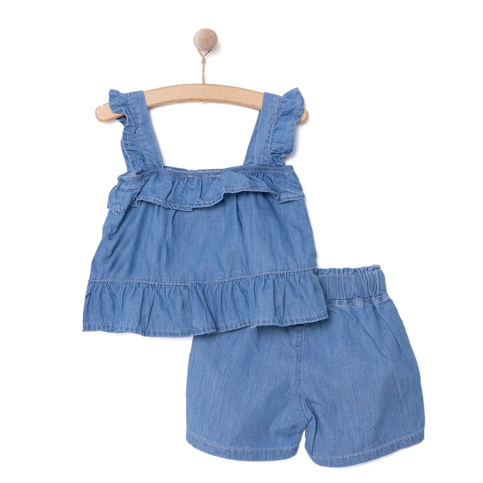 HelloBaby Daisy Girl Blouse & Shorts - Indigo - mezetto ebebek ebebek