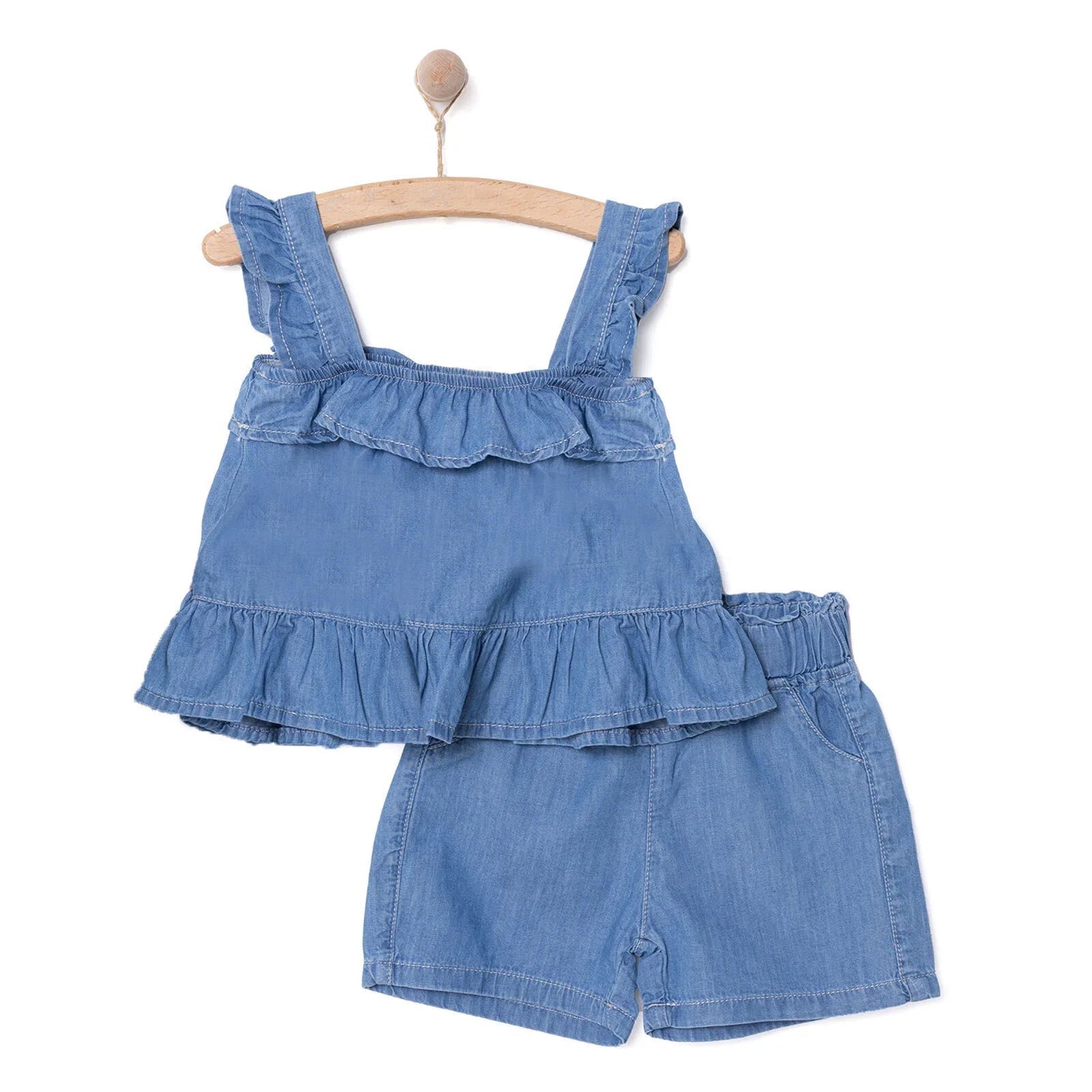 HelloBaby Daisy Girl Blouse & Shorts - Indigo - mezetto ebebek ebebek