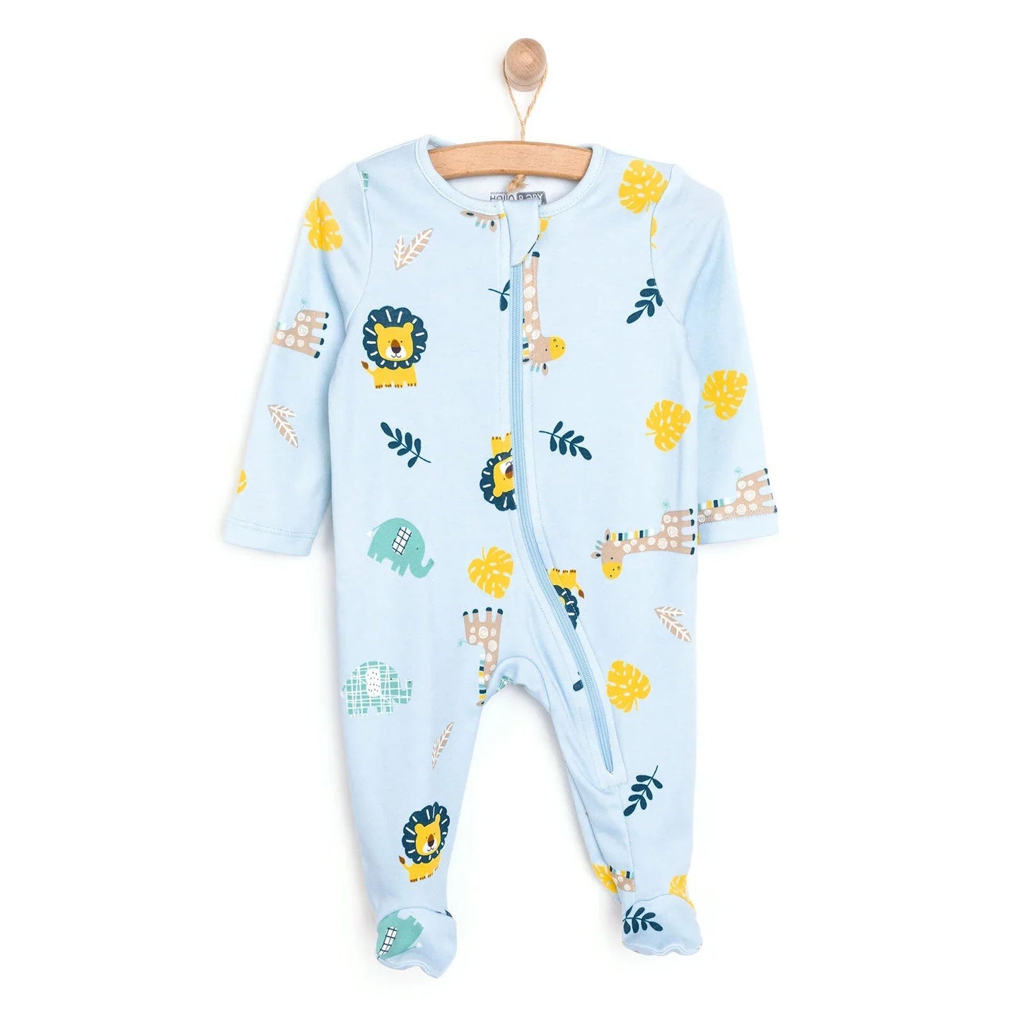 HelloBaby Footed Jumpsuit - Light Blue - mezetto ebebek ebebek
