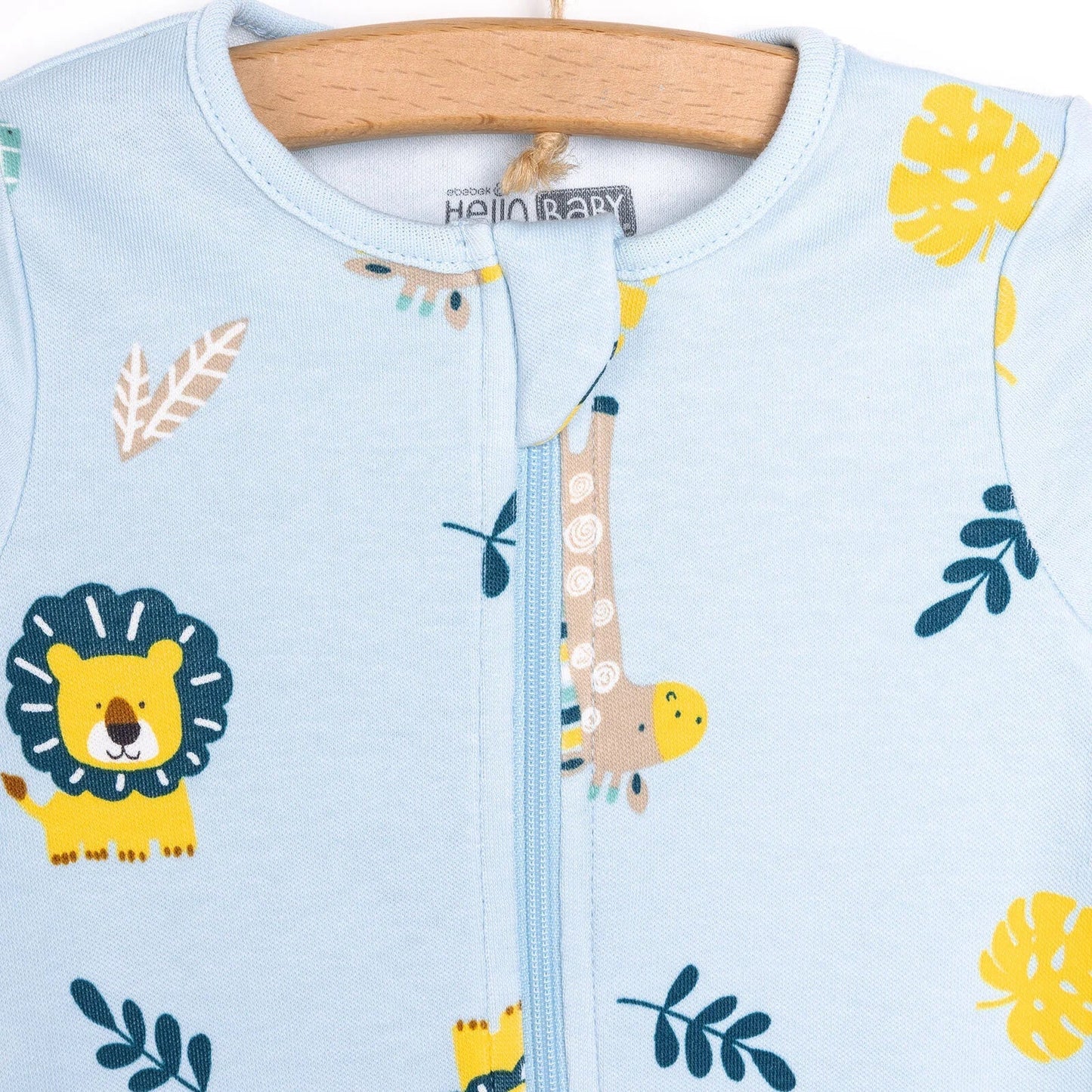 HelloBaby Footed Jumpsuit - Light Blue - mezetto ebebek ebebek