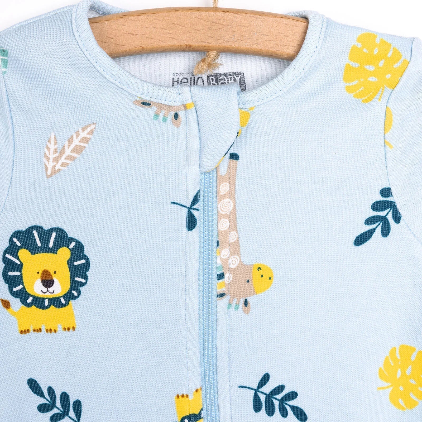 HelloBaby Footed Jumpsuit - Light Blue - mezetto ebebek ebebek