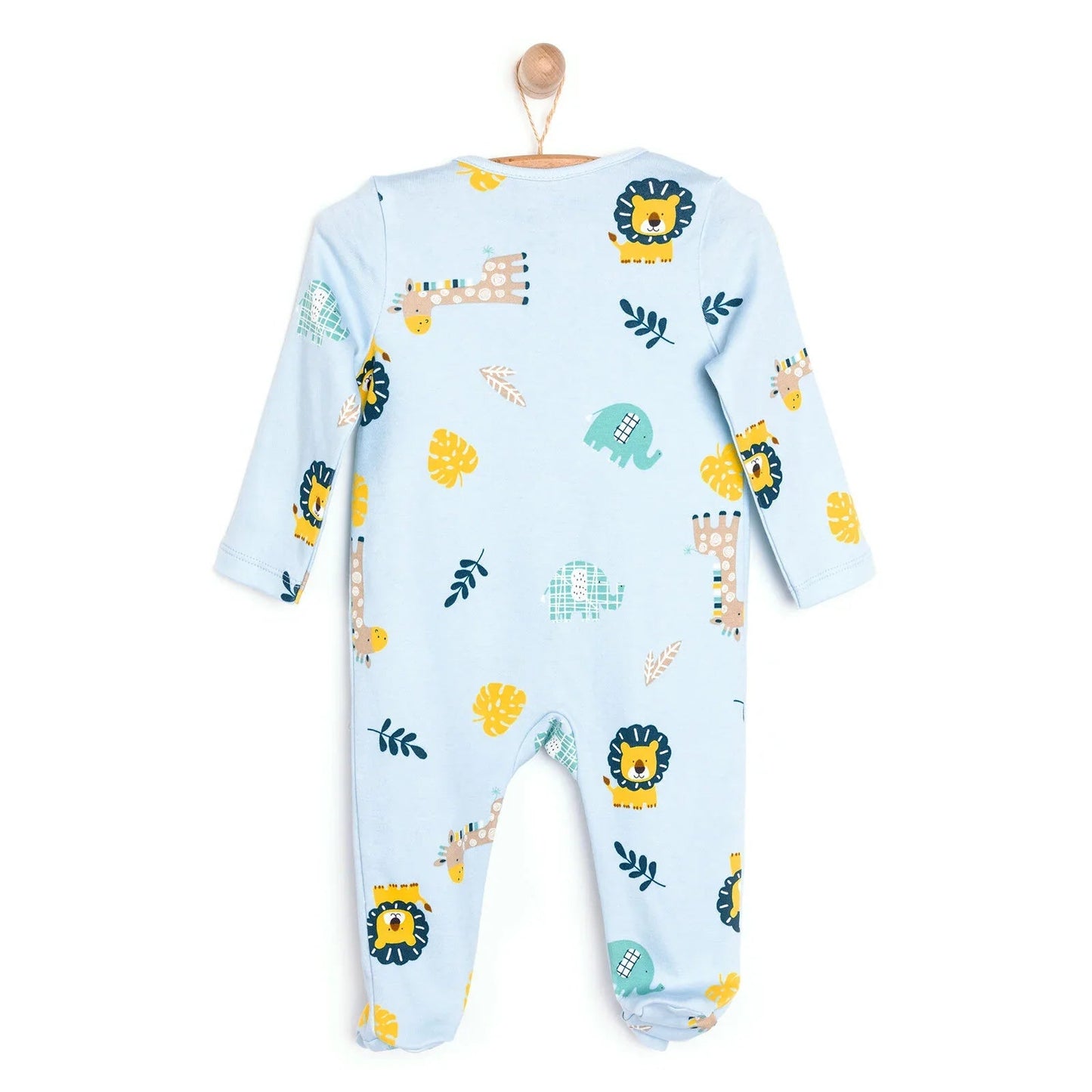 HelloBaby Footed Jumpsuit - Light Blue - mezetto ebebek ebebek