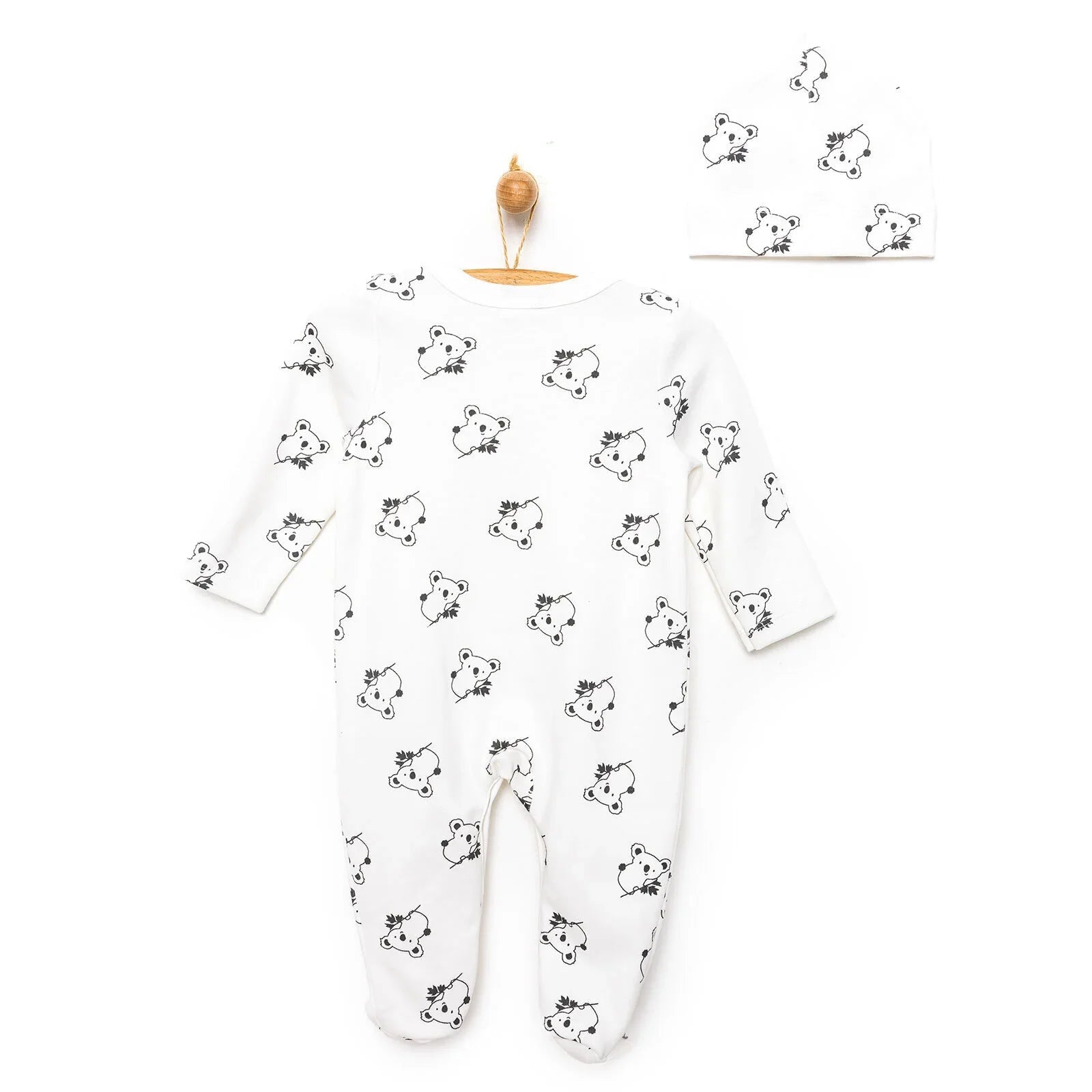 HelloBaby Footed Jumpsuit with Hat - Black - mezetto ebebek ebebek