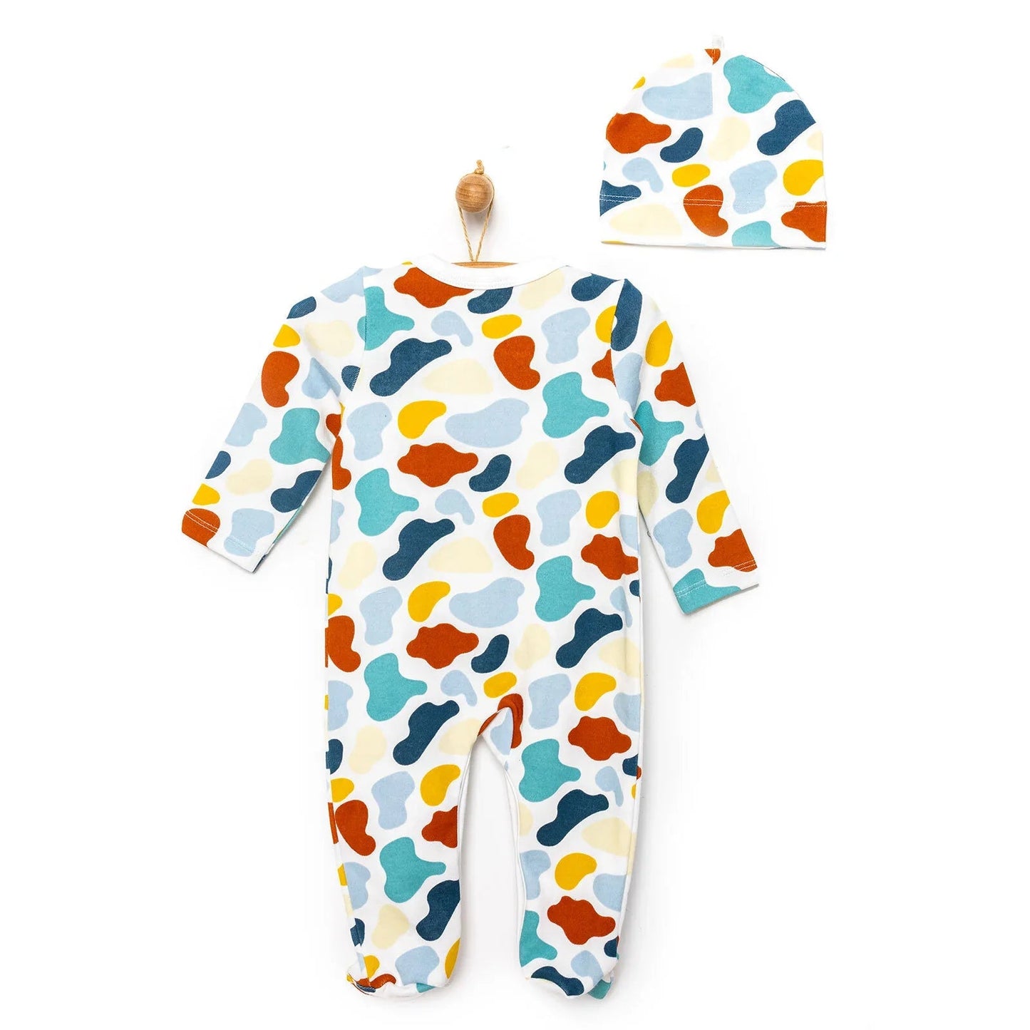 HelloBaby Footed Jumpsuit with Hat - Blue - mezetto ebebek ebebek