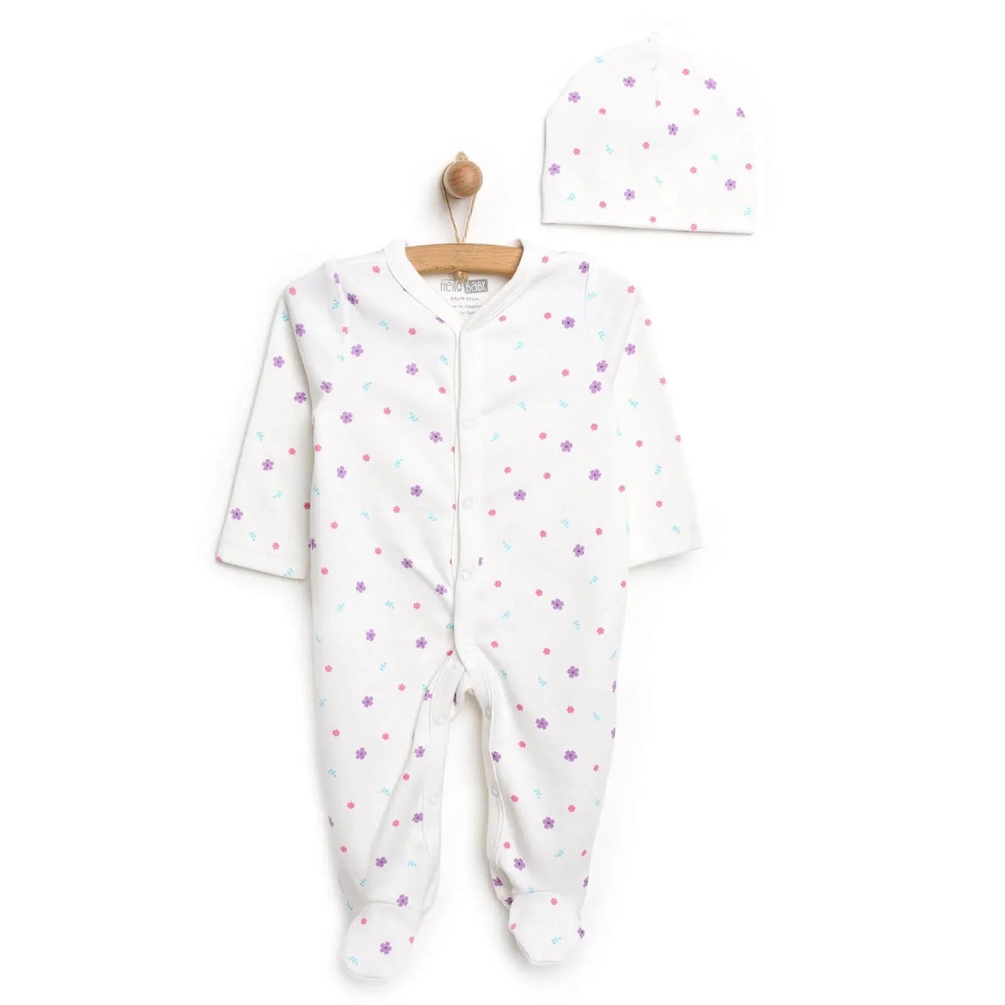 HelloBaby Footed Jumpsuit with Hat - mezetto ebebek ebebek