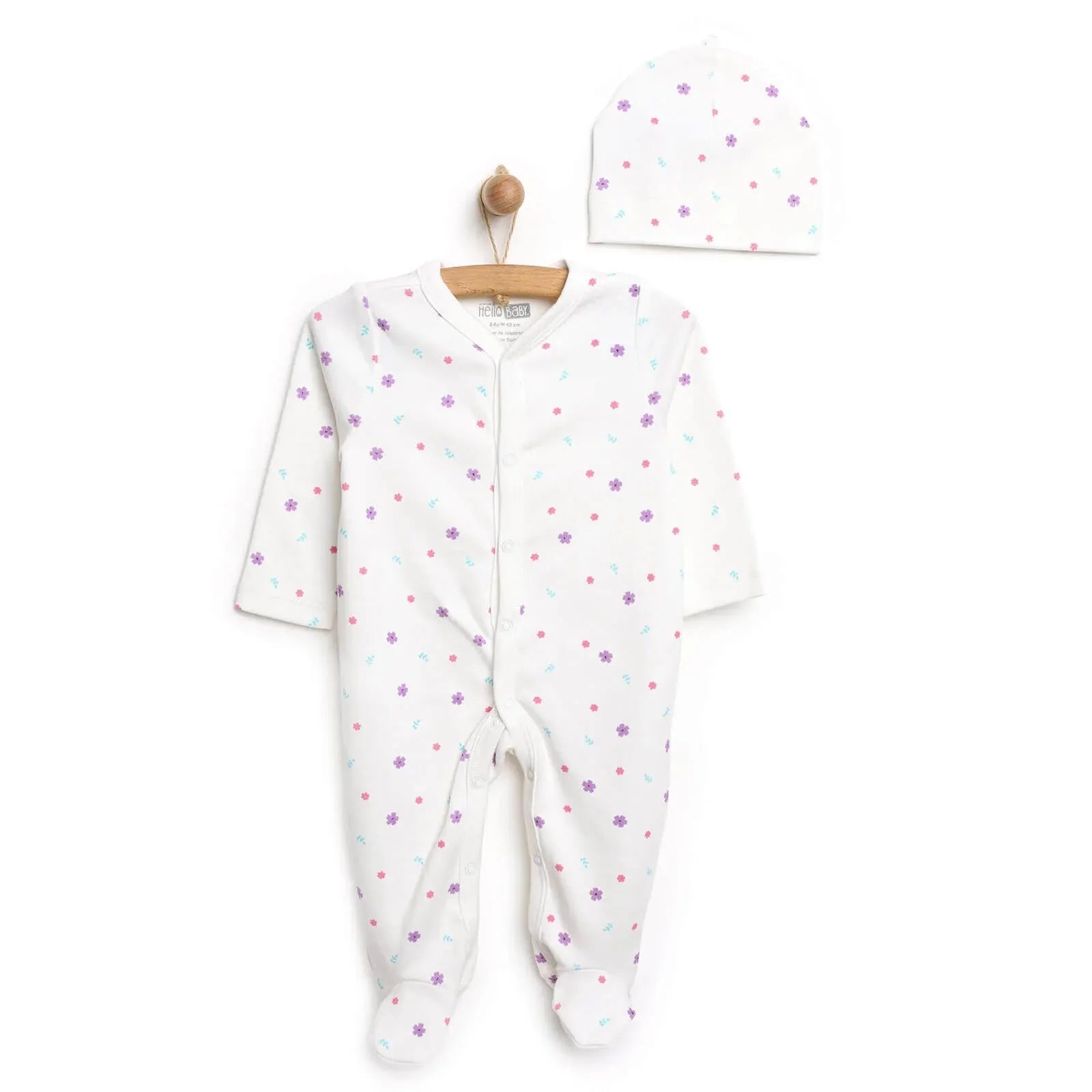HelloBaby Footed Jumpsuit with Hat - mezetto ebebek ebebek
