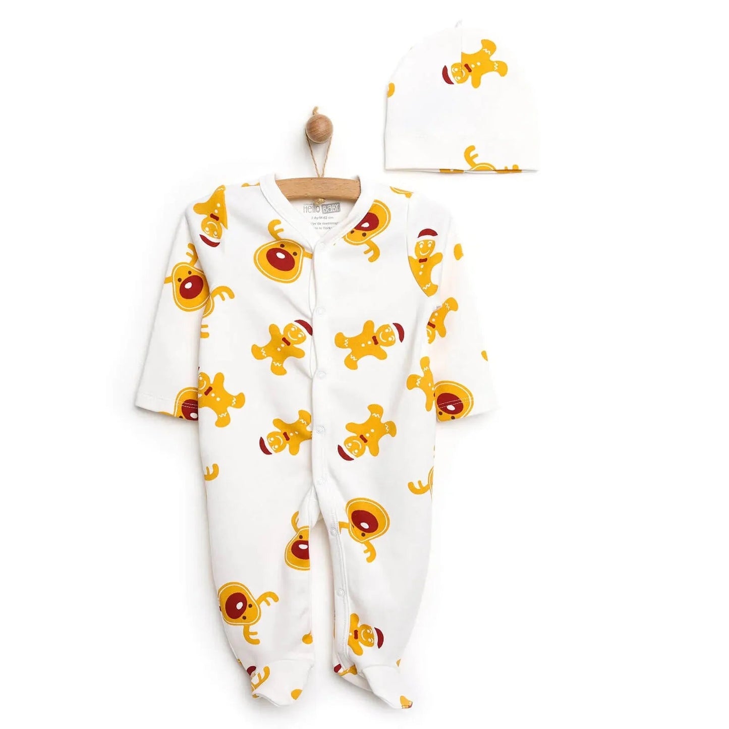HelloBaby Footed Jumpsuit with Hat - mezetto ebebek ebebek