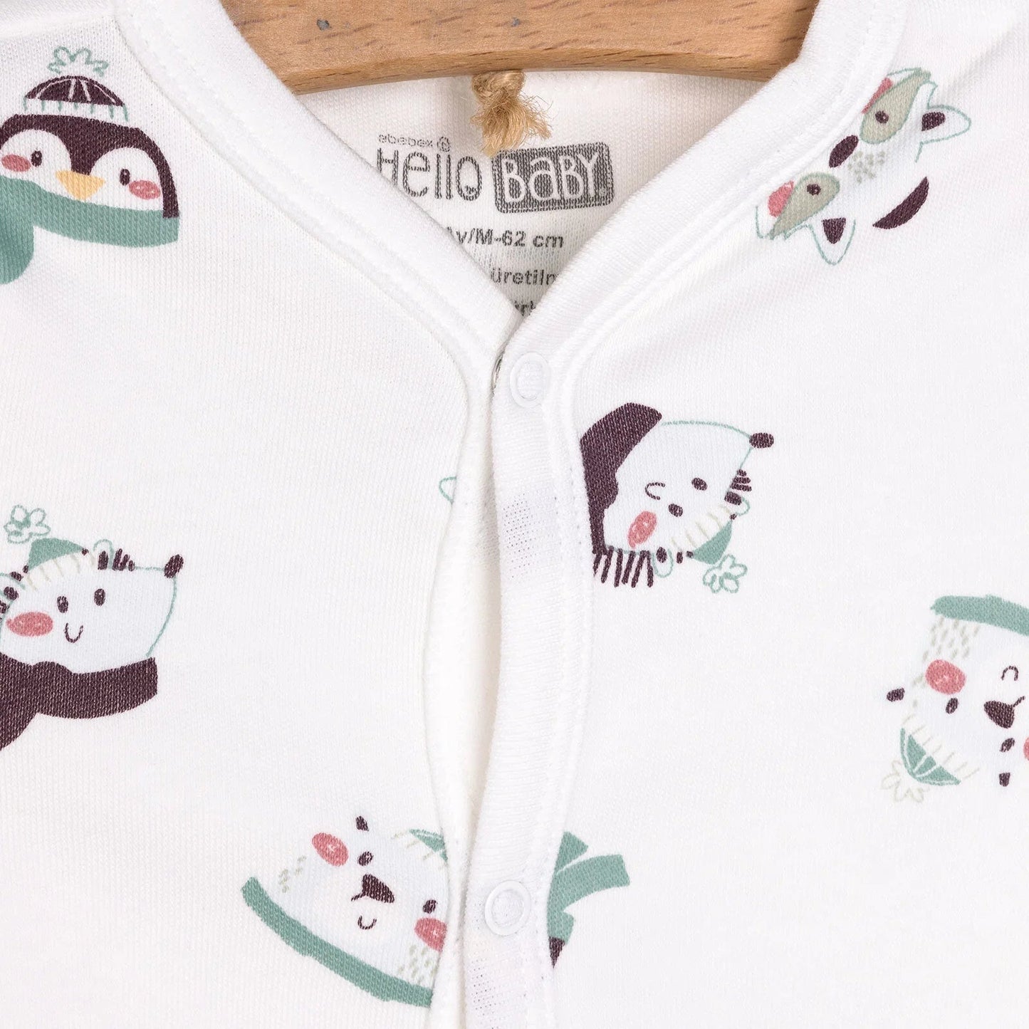 HelloBaby Footed Jumpsuit with Hat - Ecru - mezetto ebebek ebebek