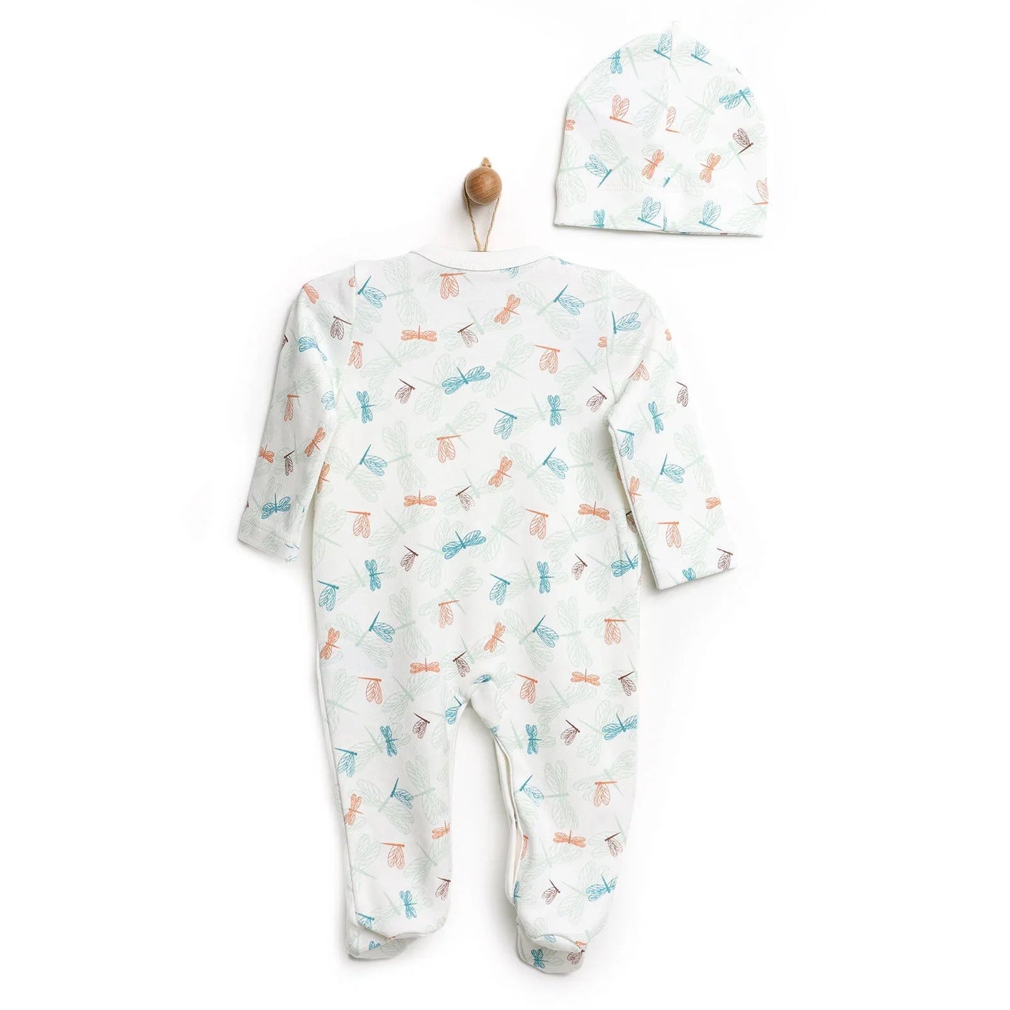 HelloBaby Footed Jumpsuit with Hat - Green - mezetto ebebek ebebek
