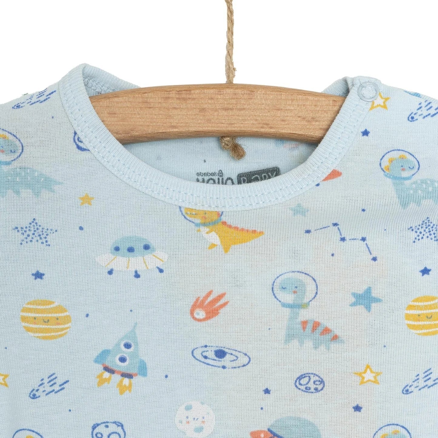 HelloBaby Galaxy Patterned Short Sleeve Bodysuit - Blue - mezetto ebebek ebebek