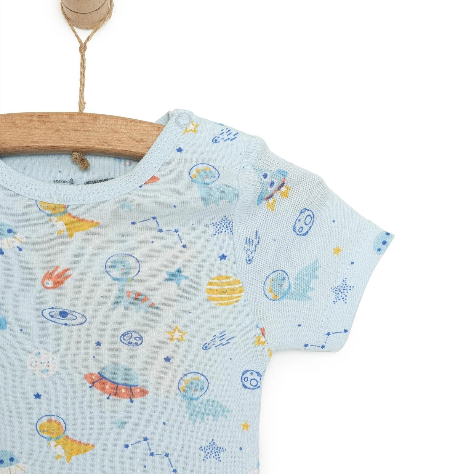 HelloBaby Galaxy Patterned Short Sleeve Bodysuit - Blue - mezetto ebebek ebebek