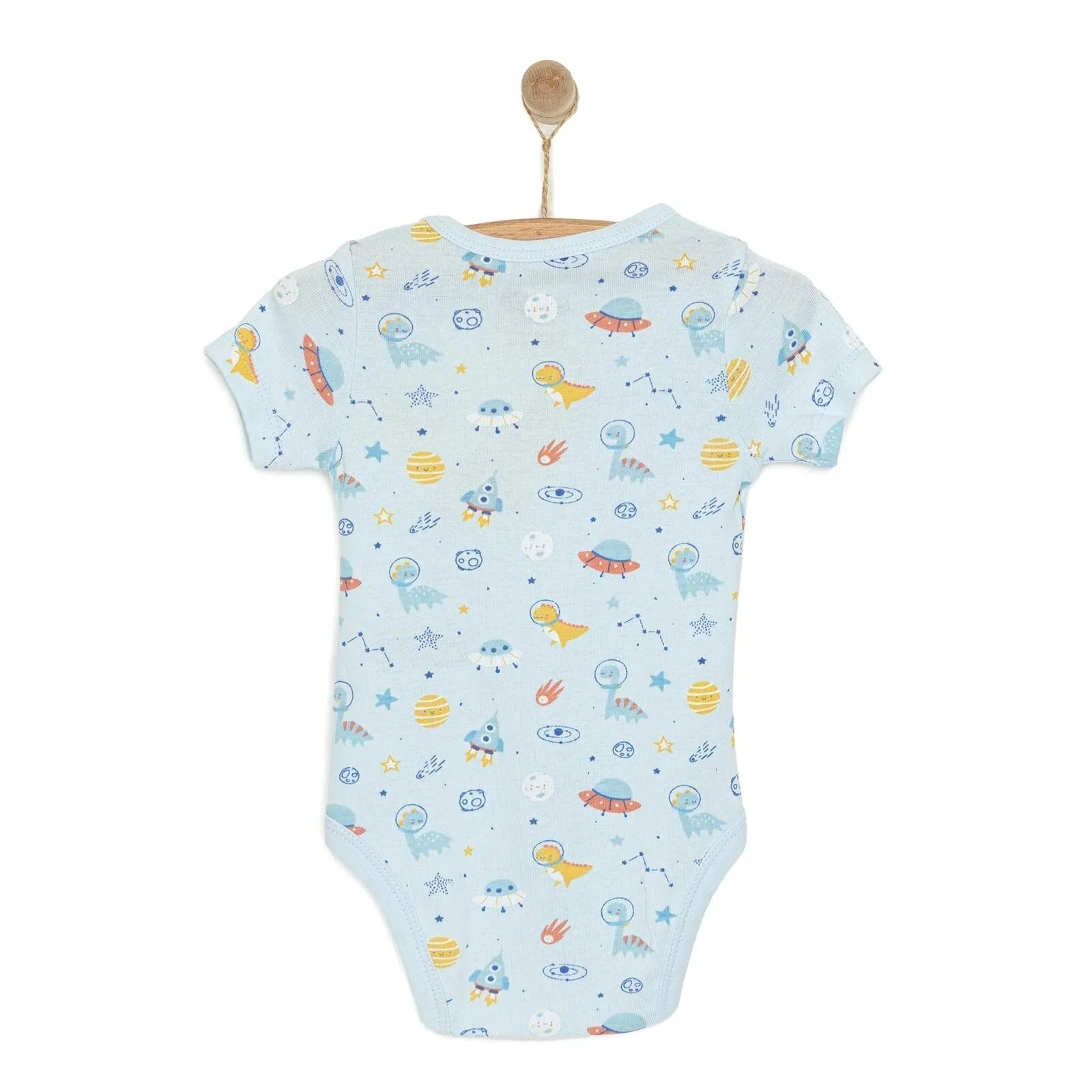 HelloBaby Galaxy Patterned Short Sleeve Bodysuit - Blue - mezetto ebebek ebebek