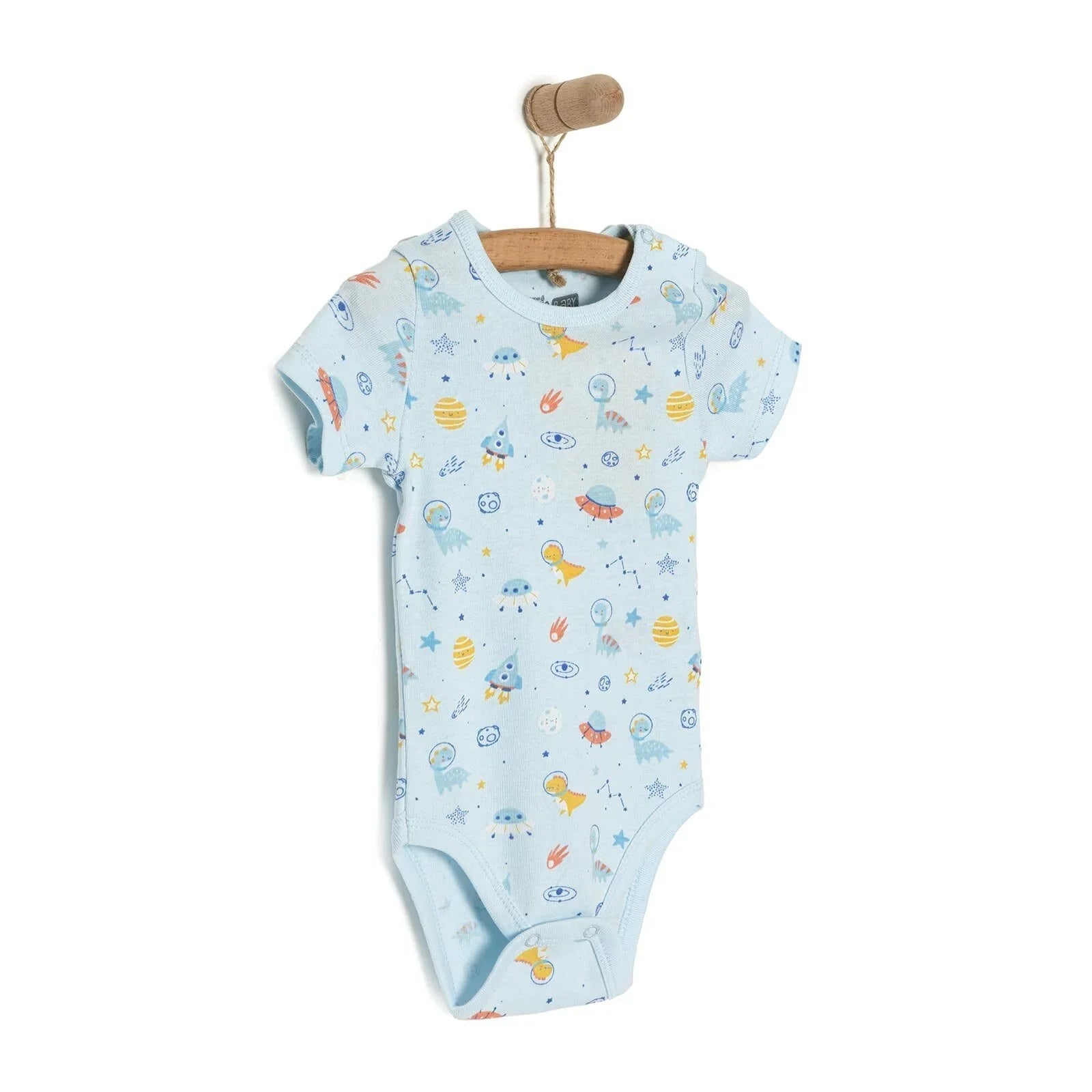 HelloBaby Galaxy Patterned Short Sleeve Bodysuit - Blue - mezetto ebebek ebebek