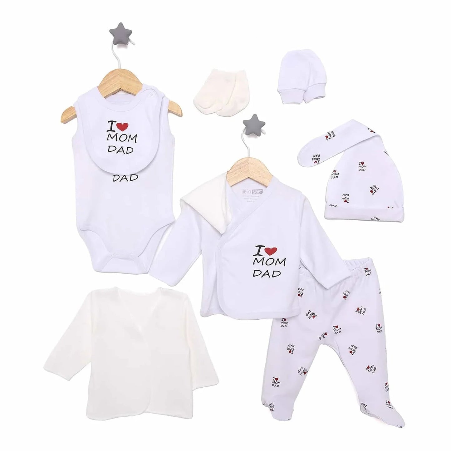 HelloBaby Girl 10 piece Newborn Set - Ecru - mezetto ebebek ebebek