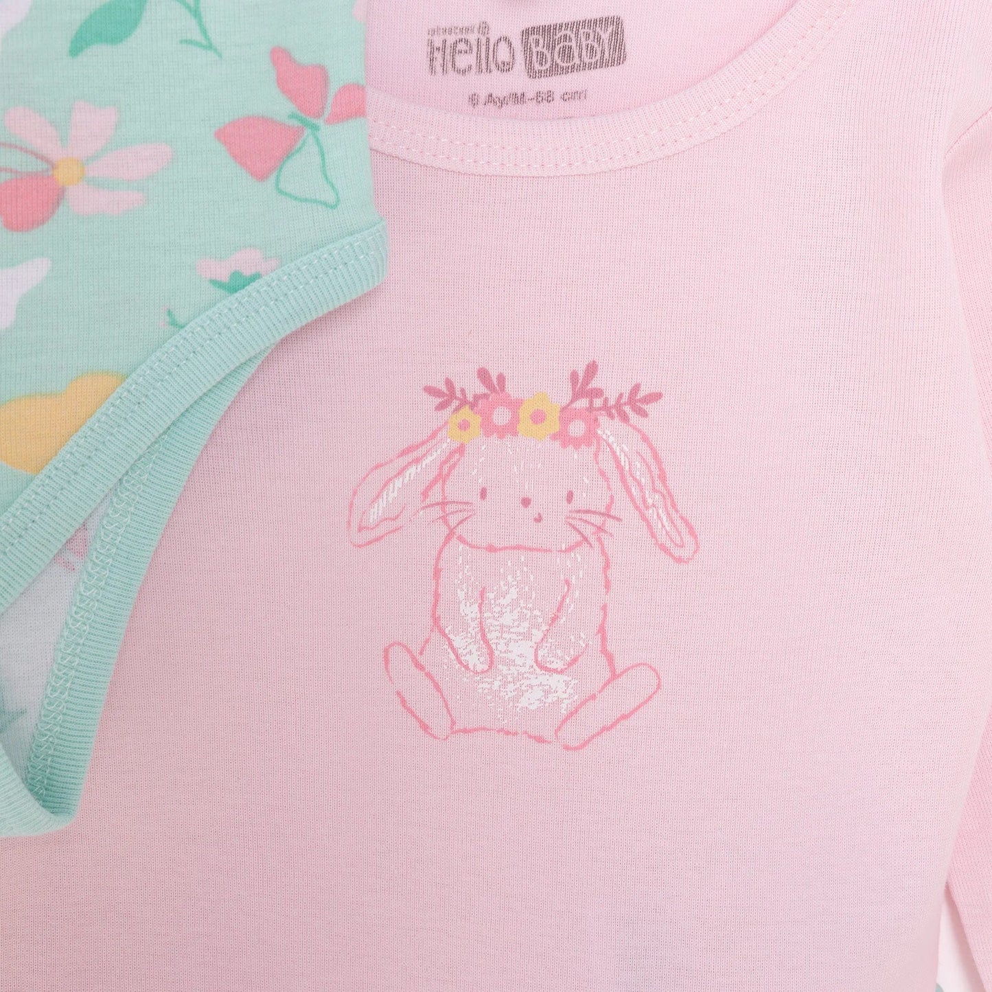 HelloBaby Girl 2 - Pack Long Sleeve Bodysuit - Light Pink - mezetto ebebek ebebek