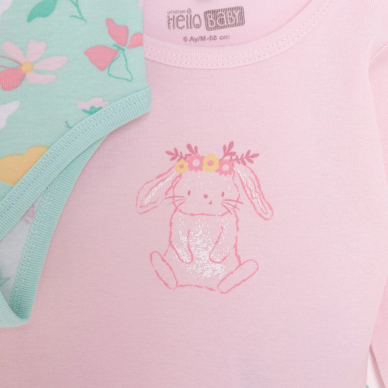 HelloBaby Girl 2 - Pack Long Sleeve Bodysuit - Light Pink - mezetto ebebek ebebek
