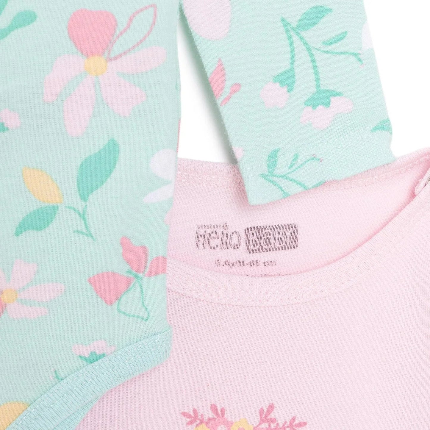 HelloBaby Girl 2 - Pack Long Sleeve Bodysuit - Light Pink - mezetto ebebek ebebek