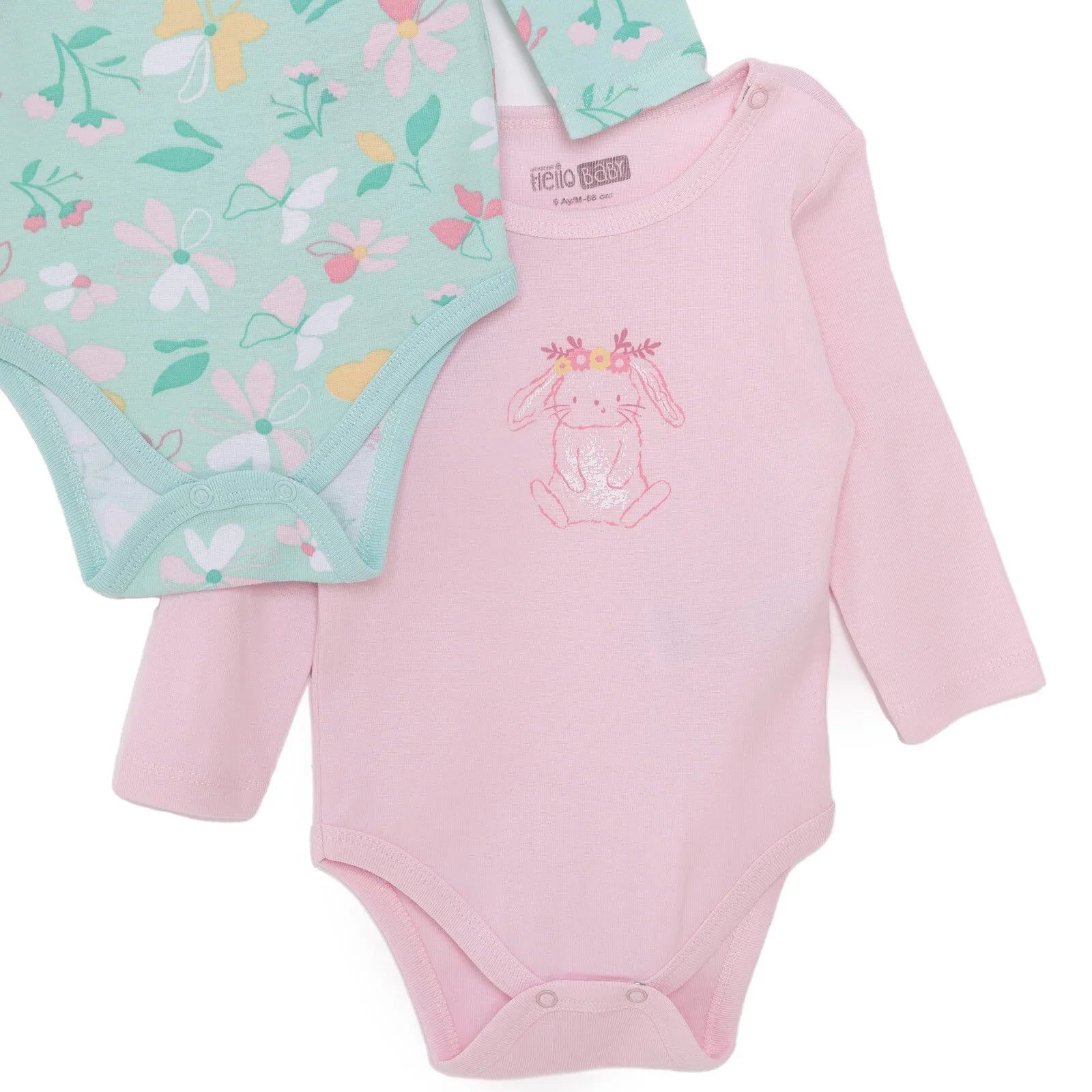 HelloBaby Girl 2 - Pack Long Sleeve Bodysuit - Light Pink - mezetto ebebek ebebek