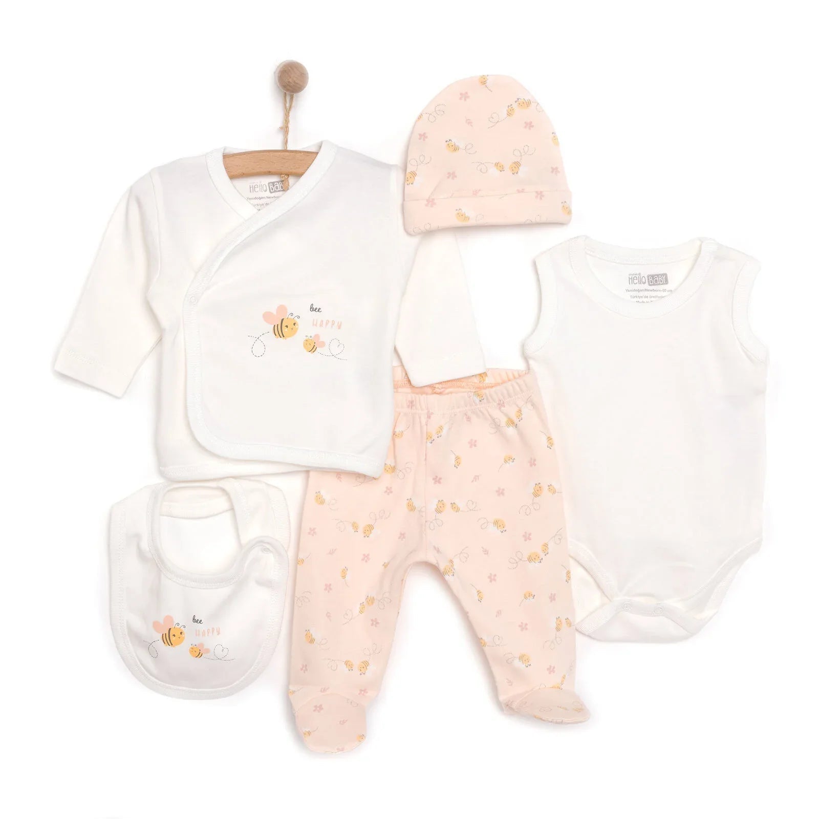 HelloBaby Girl 5 Piece Newborn Gift Set - Yellow - mezetto ebebek ebebek