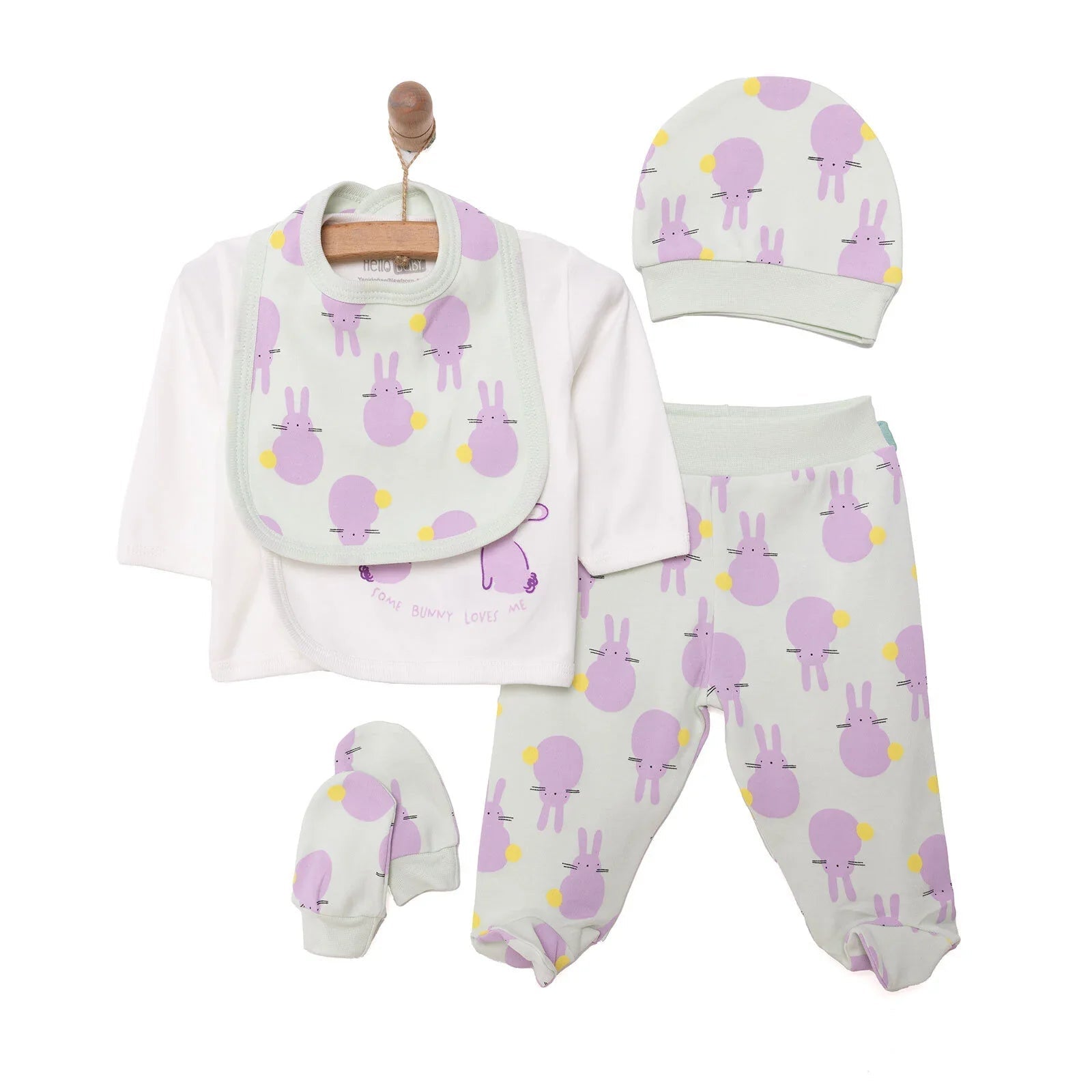 HelloBaby Girl 5 Piece Newborn Set - Ecru - mezetto ebebek ebebek
