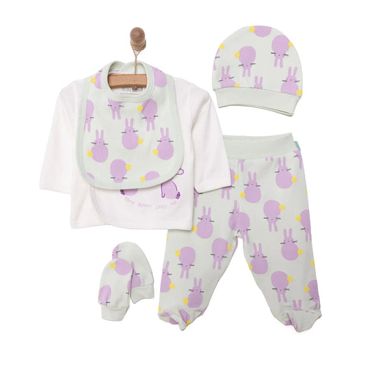 HelloBaby Girl 5 Piece Newborn Set - Ecru - mezetto ebebek ebebek