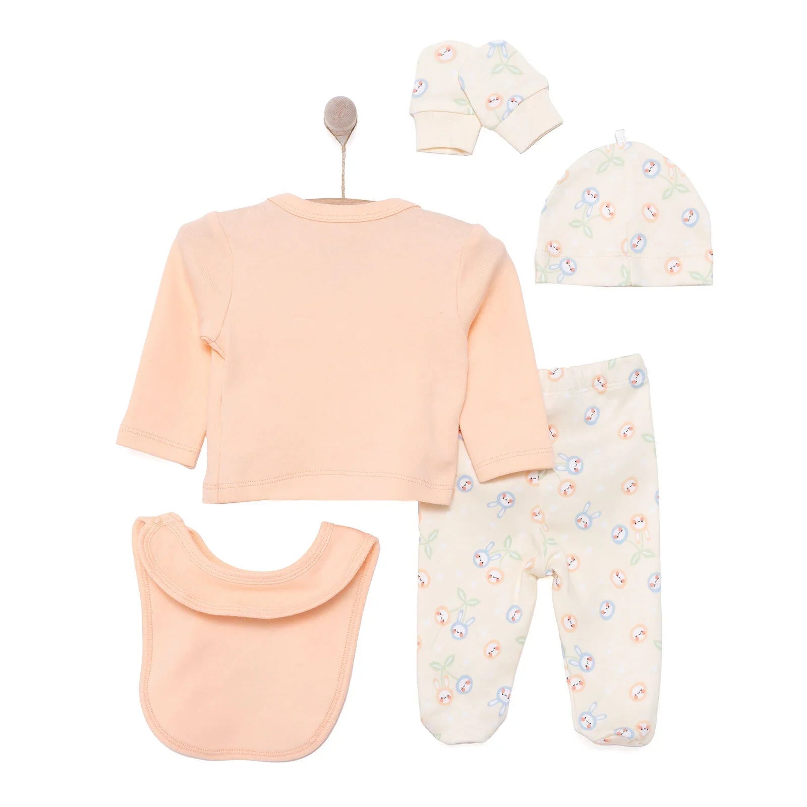 HelloBaby Girl 5 Piece Newborn Set - Salmon - mezetto ebebek ebebek