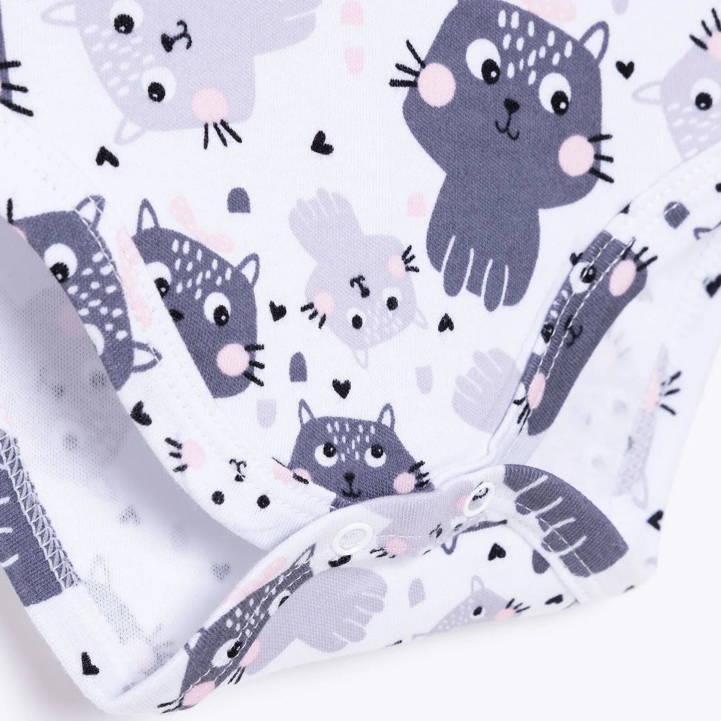 HelloBaby Girl Cat Printed Long Sleeve Bodysuit - White - mezetto ebebek ebebek