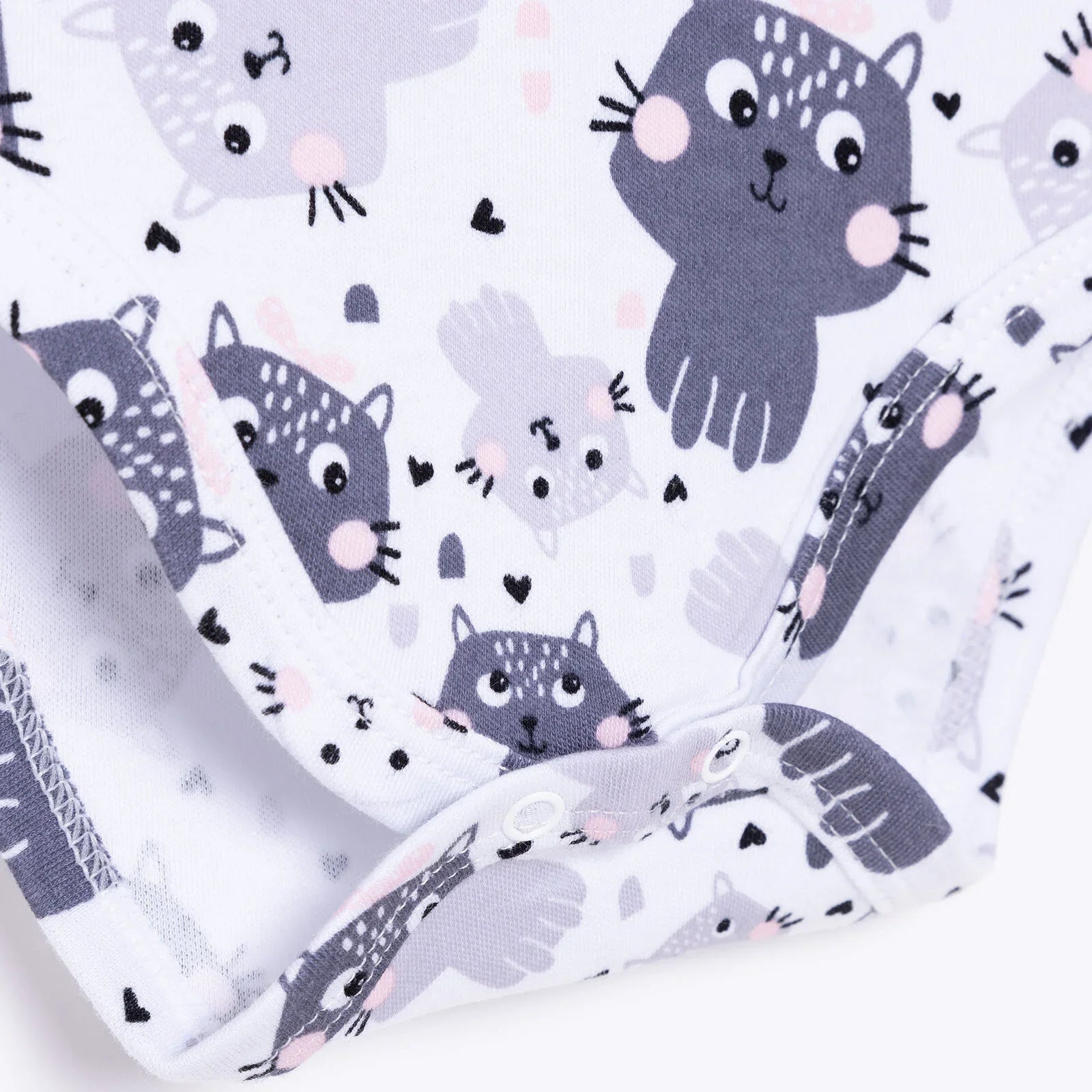 HelloBaby Girl Cat Printed Long Sleeve Bodysuit - White - mezetto ebebek ebebek