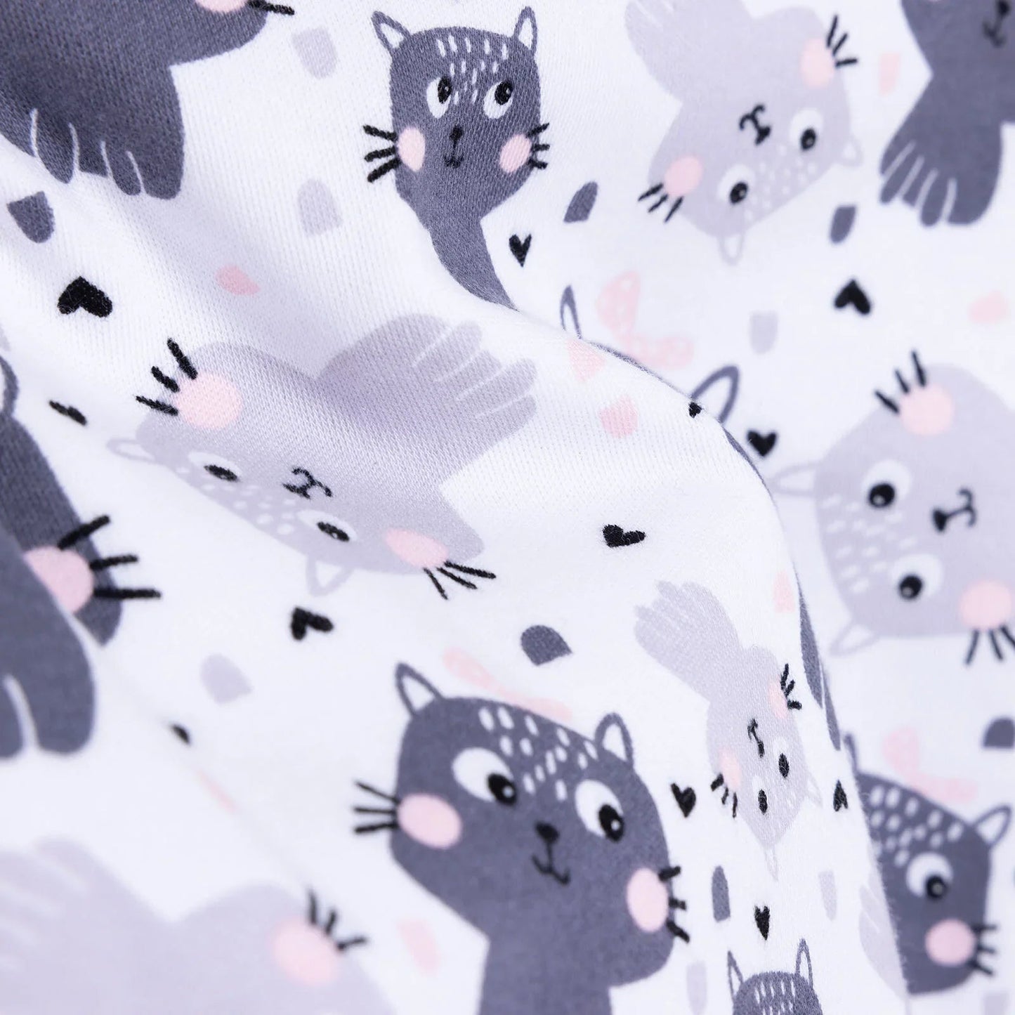 HelloBaby Girl Cat Printed Long Sleeve Bodysuit - White - mezetto ebebek ebebek