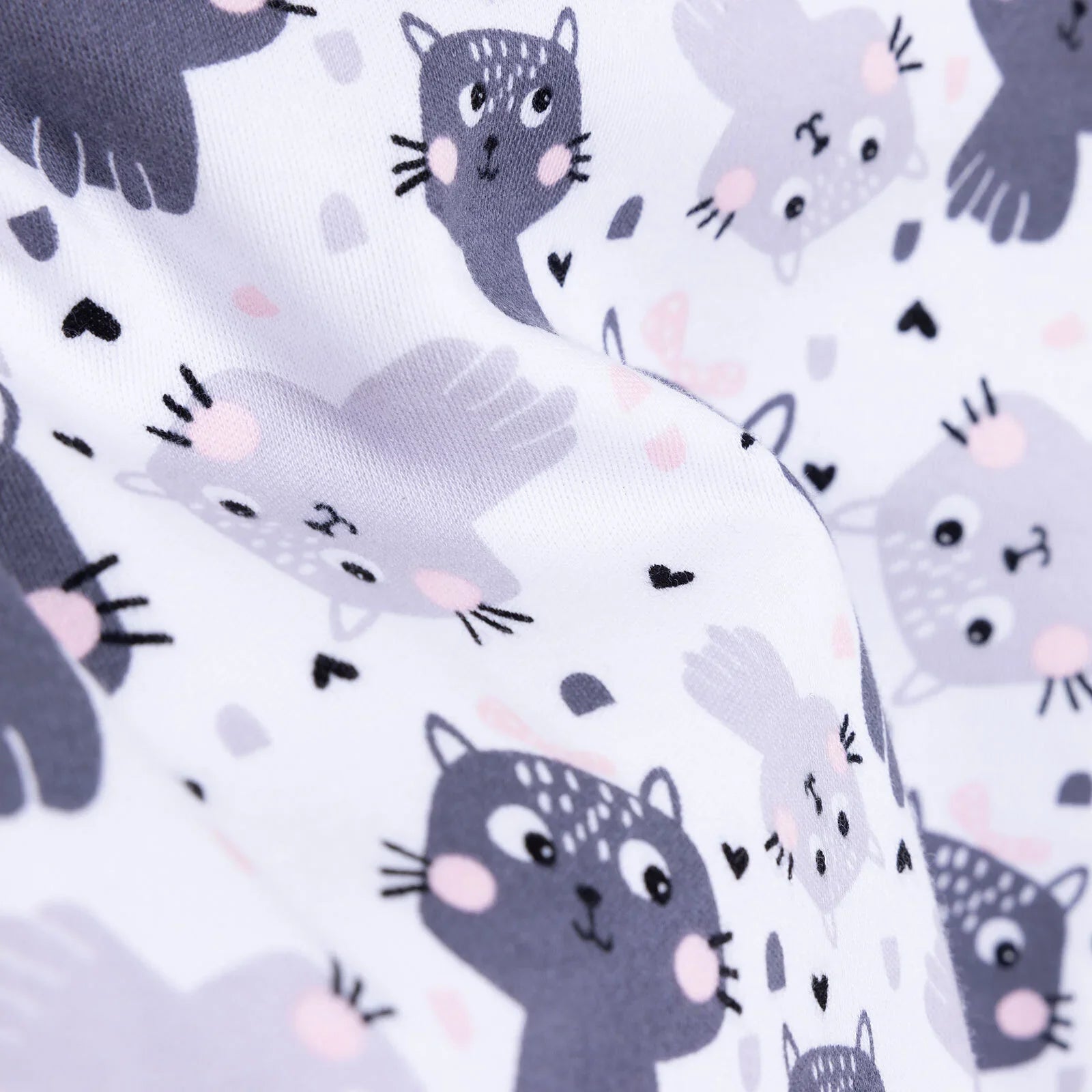 HelloBaby Girl Cat Printed Long Sleeve Bodysuit - White - mezetto ebebek ebebek
