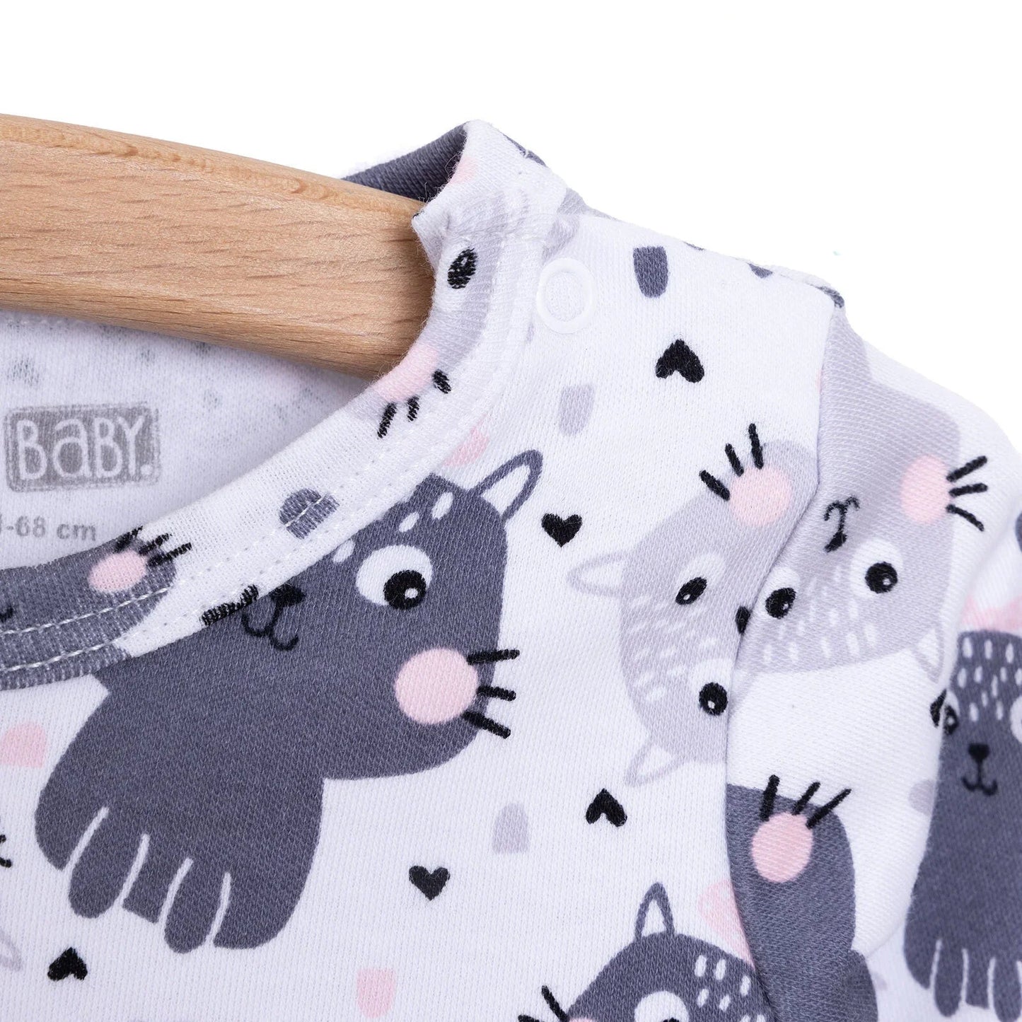 HelloBaby Girl Cat Printed Long Sleeve Bodysuit - White - mezetto ebebek ebebek