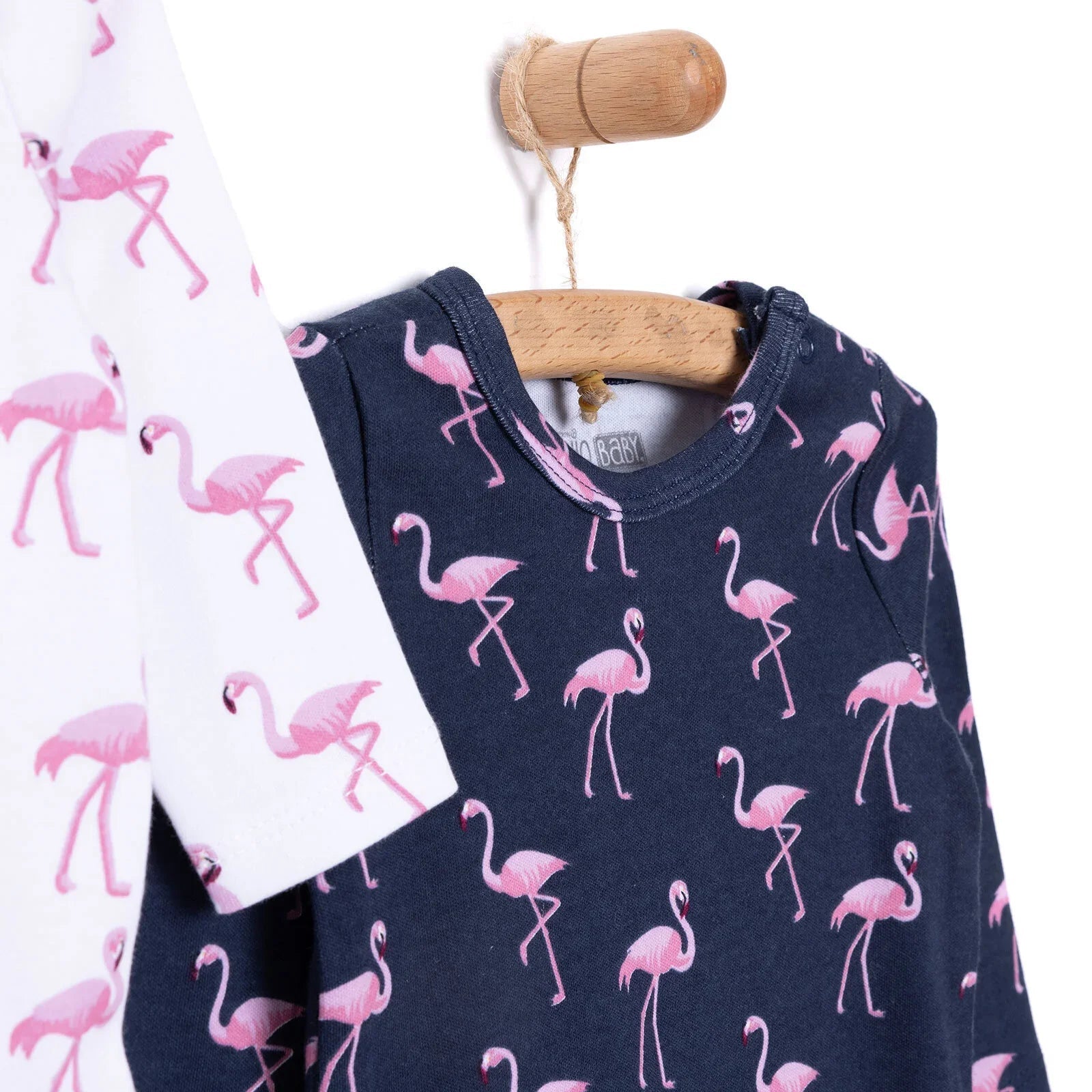 HelloBaby Girl Flamingo Printed 2 - Pack Long Sleeve Body - Navy Blue - mezetto ebebek ebebek