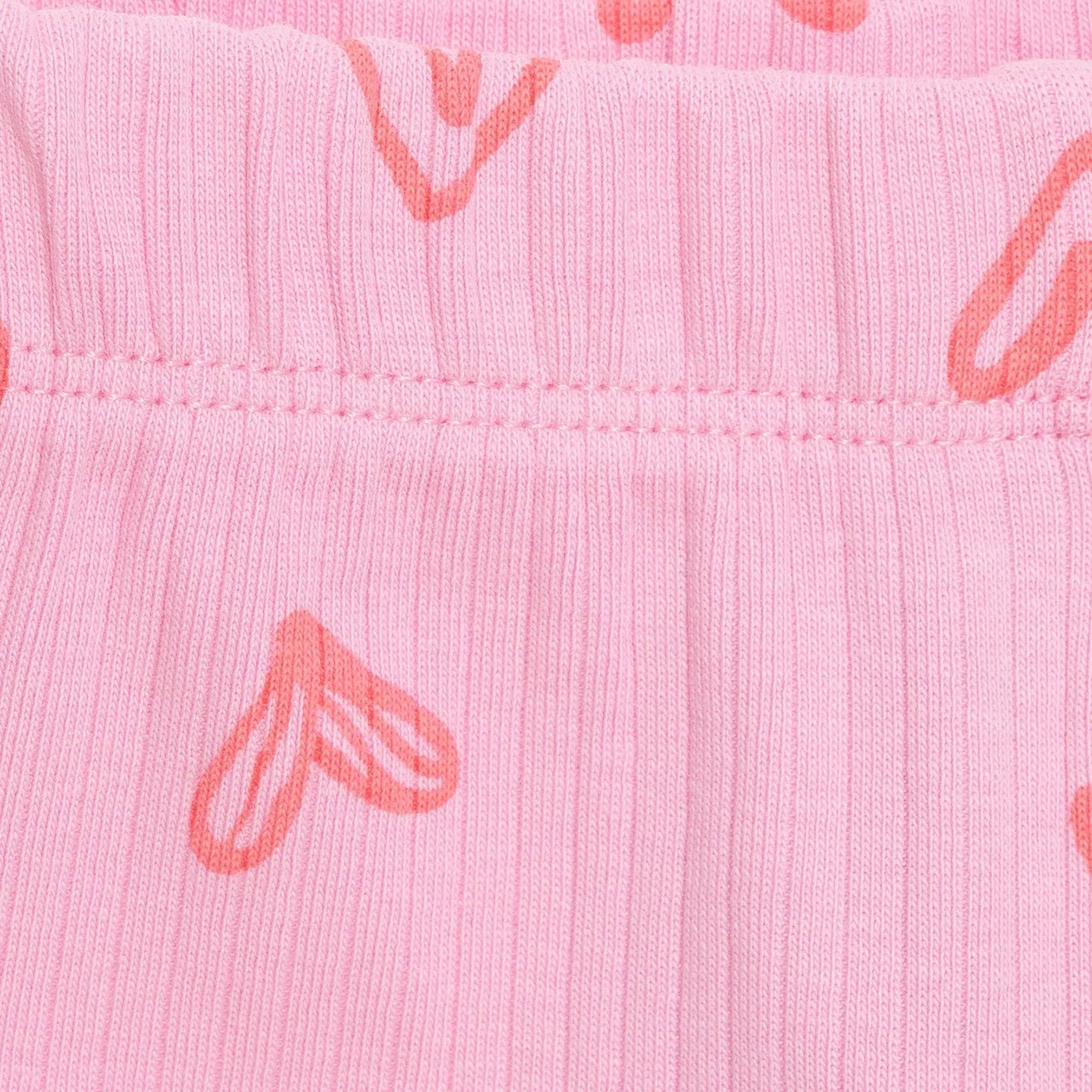 HelloBaby Girl Heart Patterned Flare Leggings - Pink - mezetto ebebek ebebek
