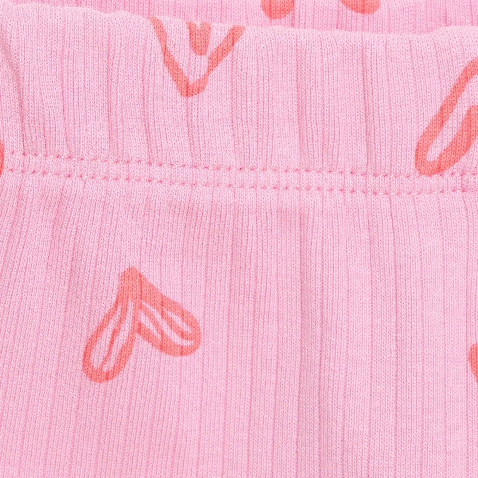 HelloBaby Girl Heart Patterned Flare Leggings - Pink - mezetto ebebek ebebek