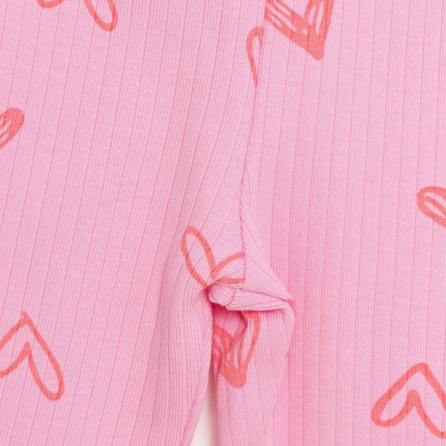 HelloBaby Girl Heart Patterned Flare Leggings - Pink - mezetto ebebek ebebek