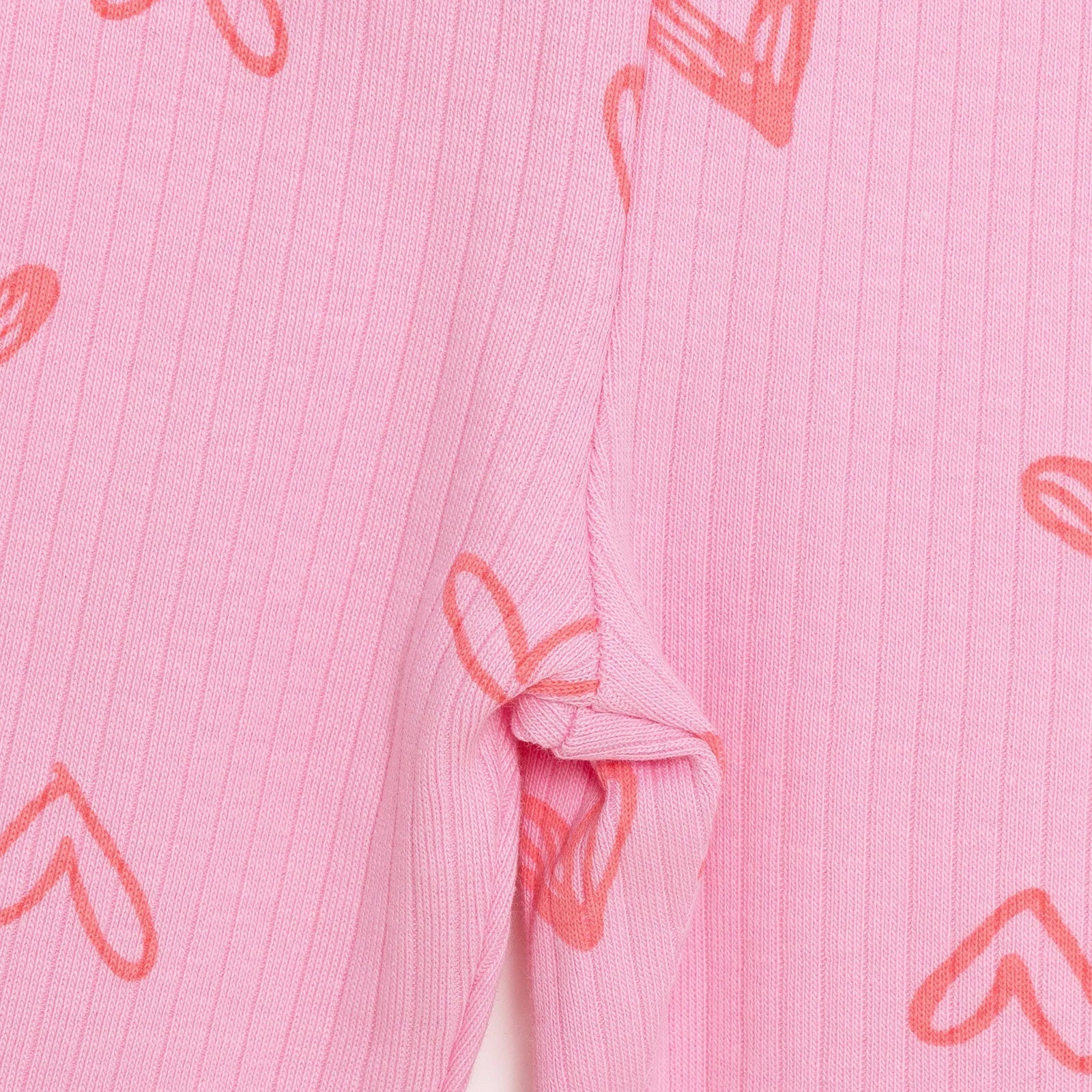 HelloBaby Girl Heart Patterned Flare Leggings - Pink - mezetto ebebek ebebek