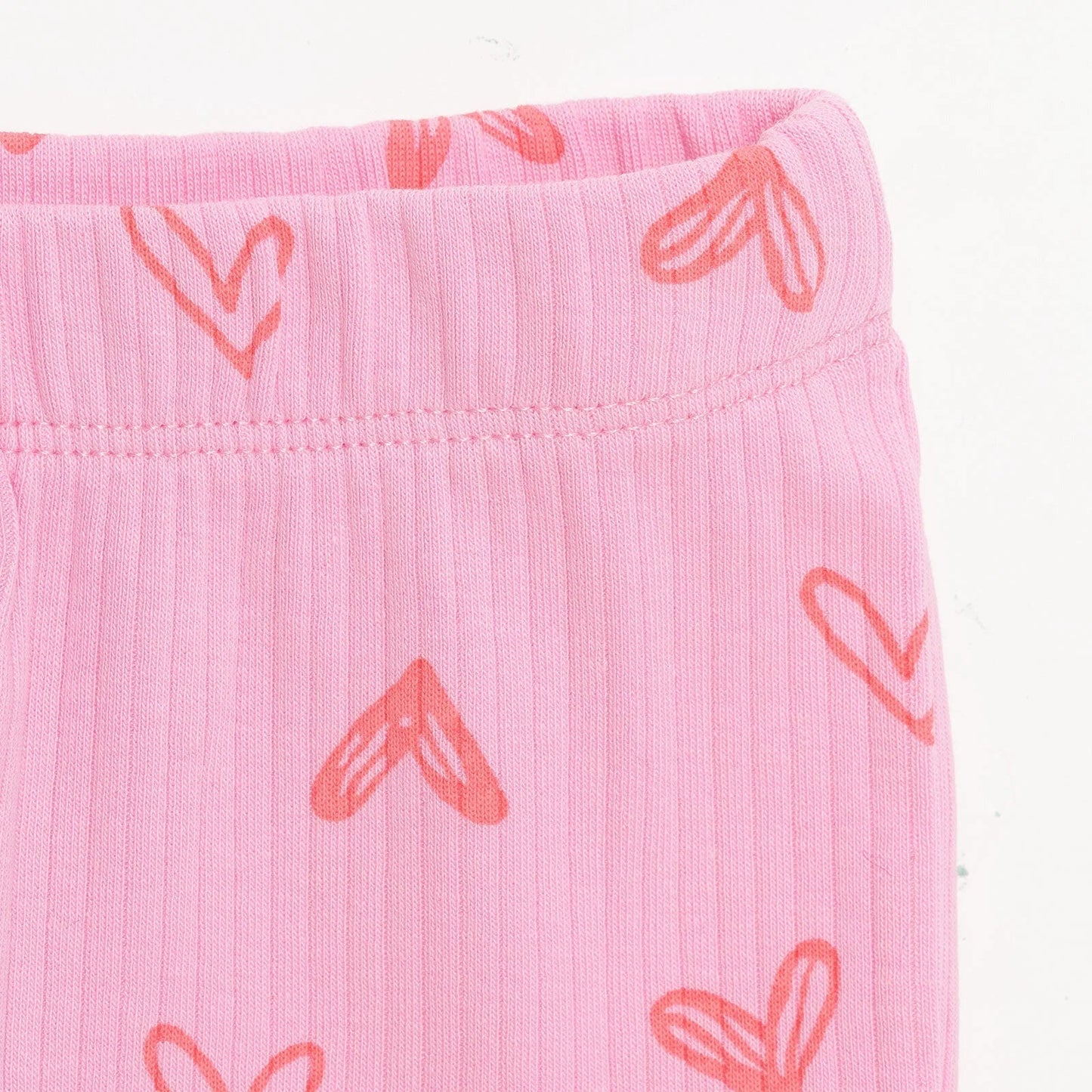 HelloBaby Girl Heart Patterned Flare Leggings - Pink - mezetto ebebek ebebek