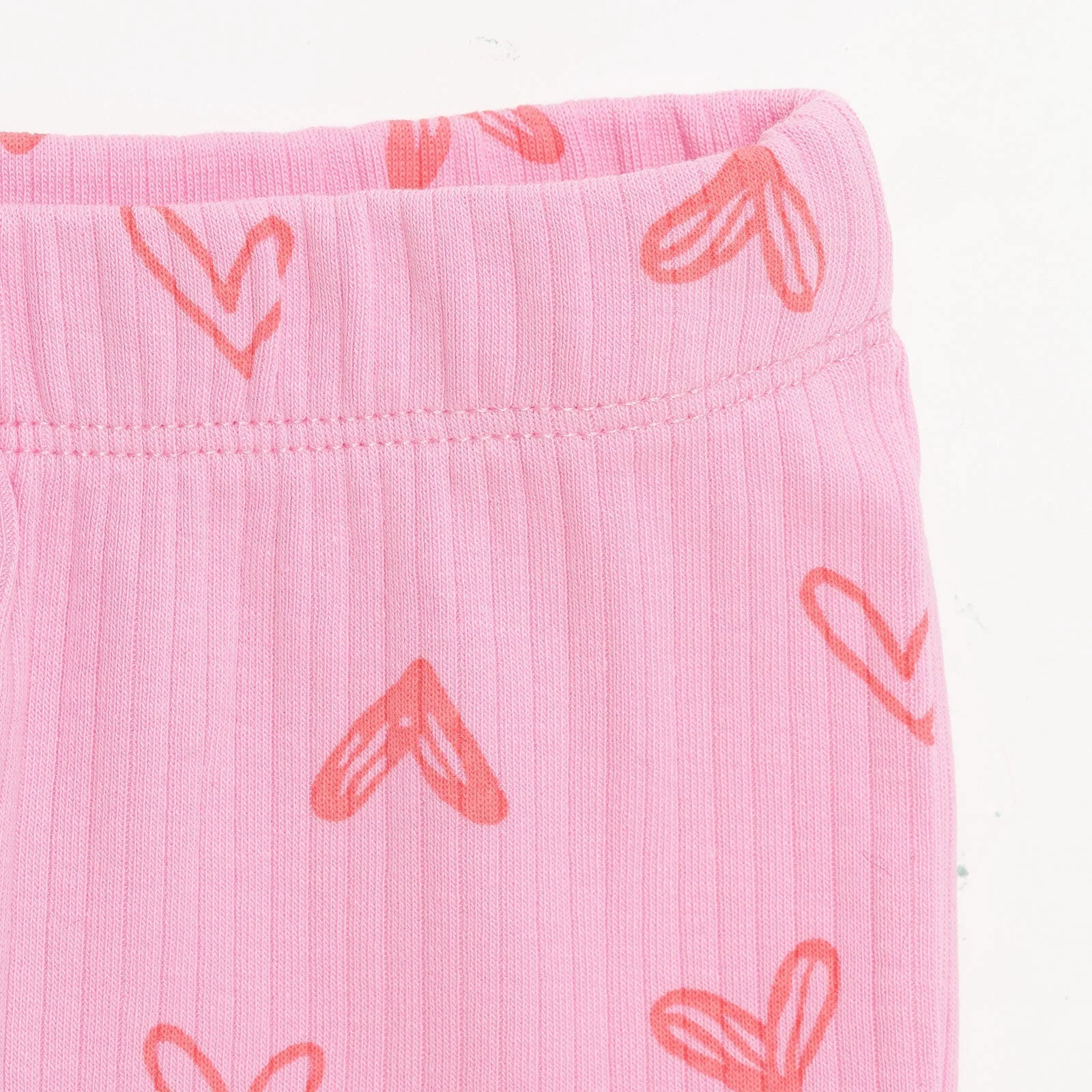 HelloBaby Girl Heart Patterned Flare Leggings - Pink - mezetto ebebek ebebek