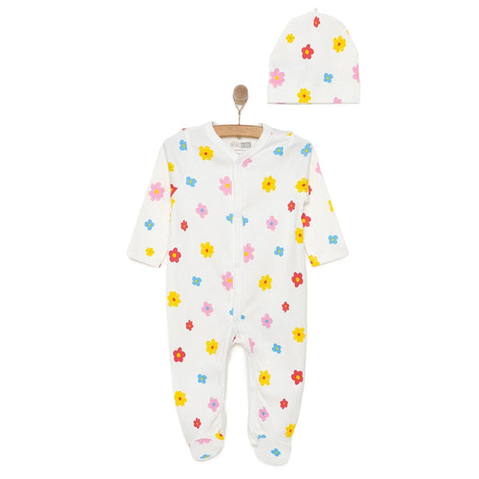 HelloBaby Girl Jumpsuit & Hat - Yellow - mezetto ebebek ebebek
