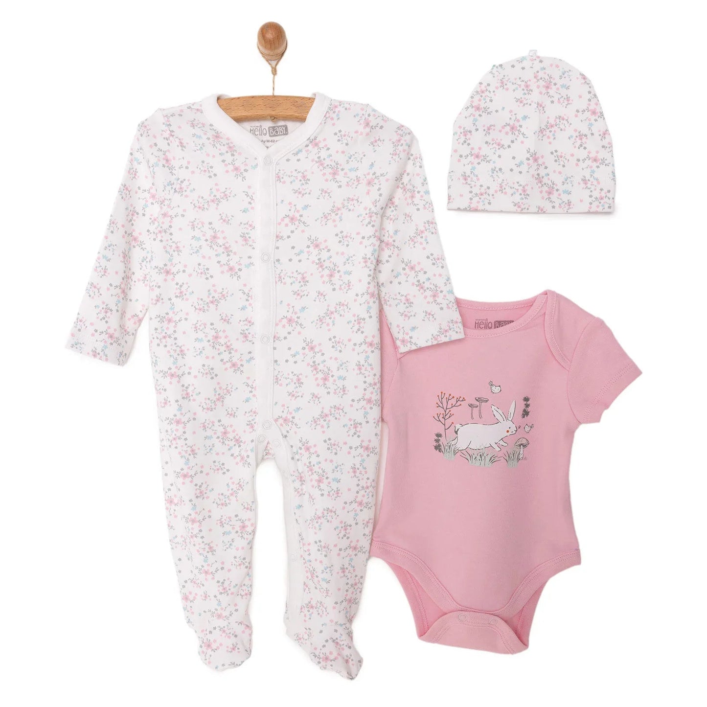 HelloBaby Girl Jumpsuit - Top - Hat - Ecru - mezetto ebebek ebebek