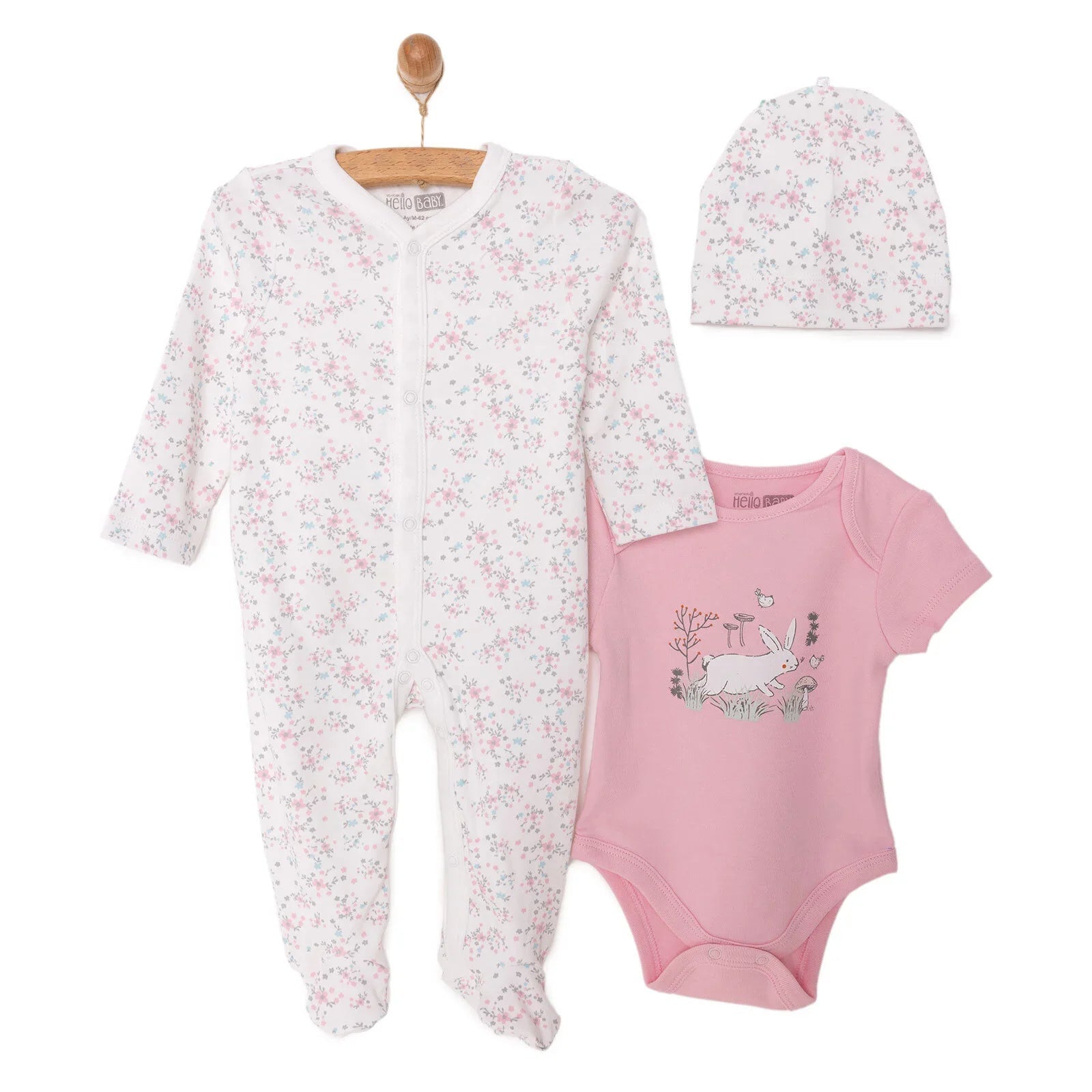 HelloBaby Girl Jumpsuit - Top - Hat - Ecru - mezetto ebebek ebebek