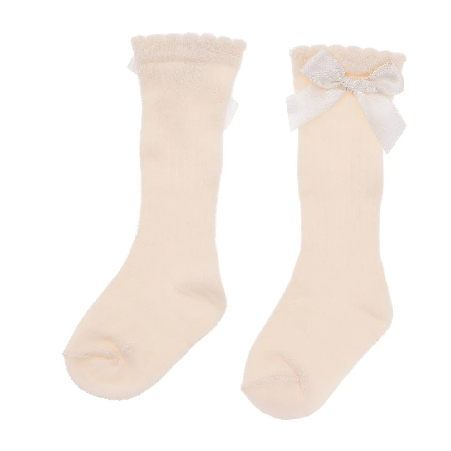 HelloBaby Girl Knee Socks - Ecru - mezetto ebebek ebebek