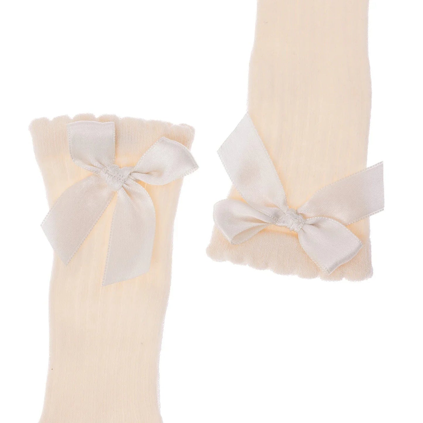 HelloBaby Girl Knee Socks - Ecru - mezetto ebebek ebebek