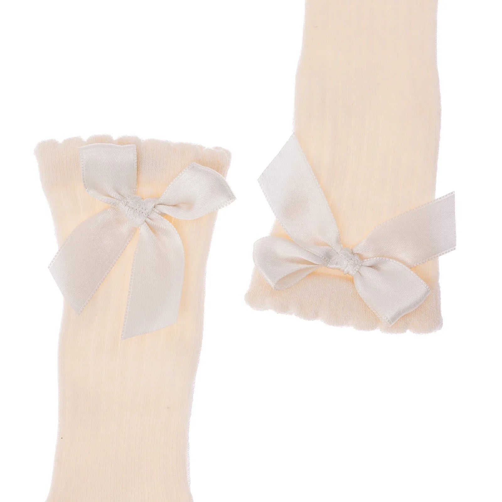 HelloBaby Girl Knee Socks - Ecru - mezetto ebebek ebebek